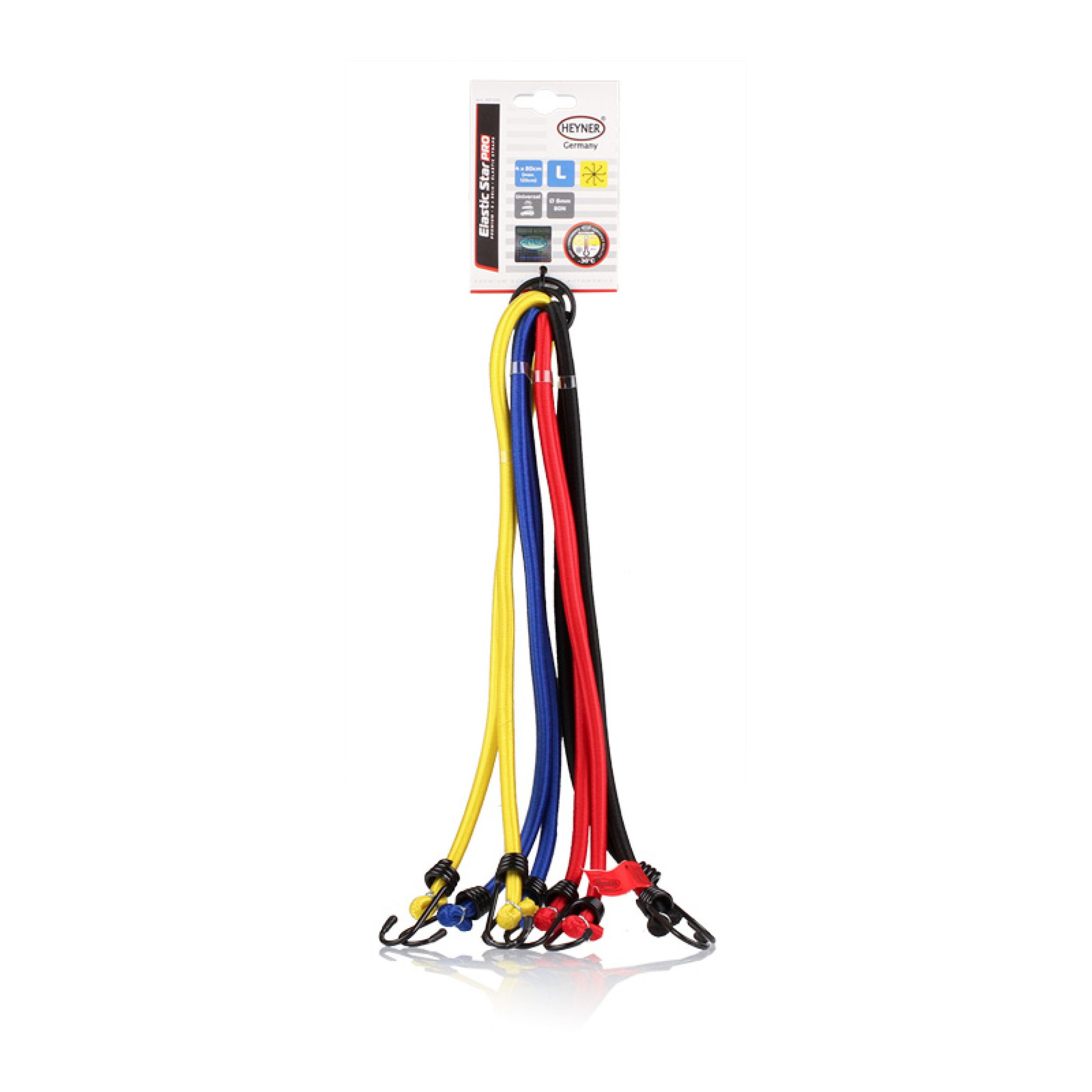 HEYNER Gepäckgurt Gepäckspinne 8 x 40 cm Gummi-Spannseile 8-Armig Elastisch Stahlhaken, (1-tlg)