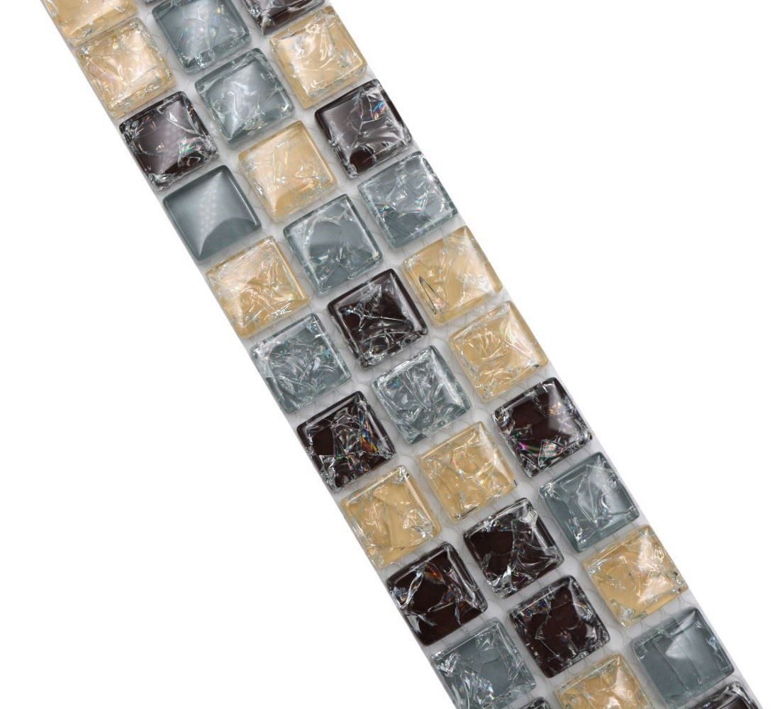 Mosani Fliesen-Bordüre Mosaik Borde Bordüre Glasmosaik gebrochen mix grau beige braun