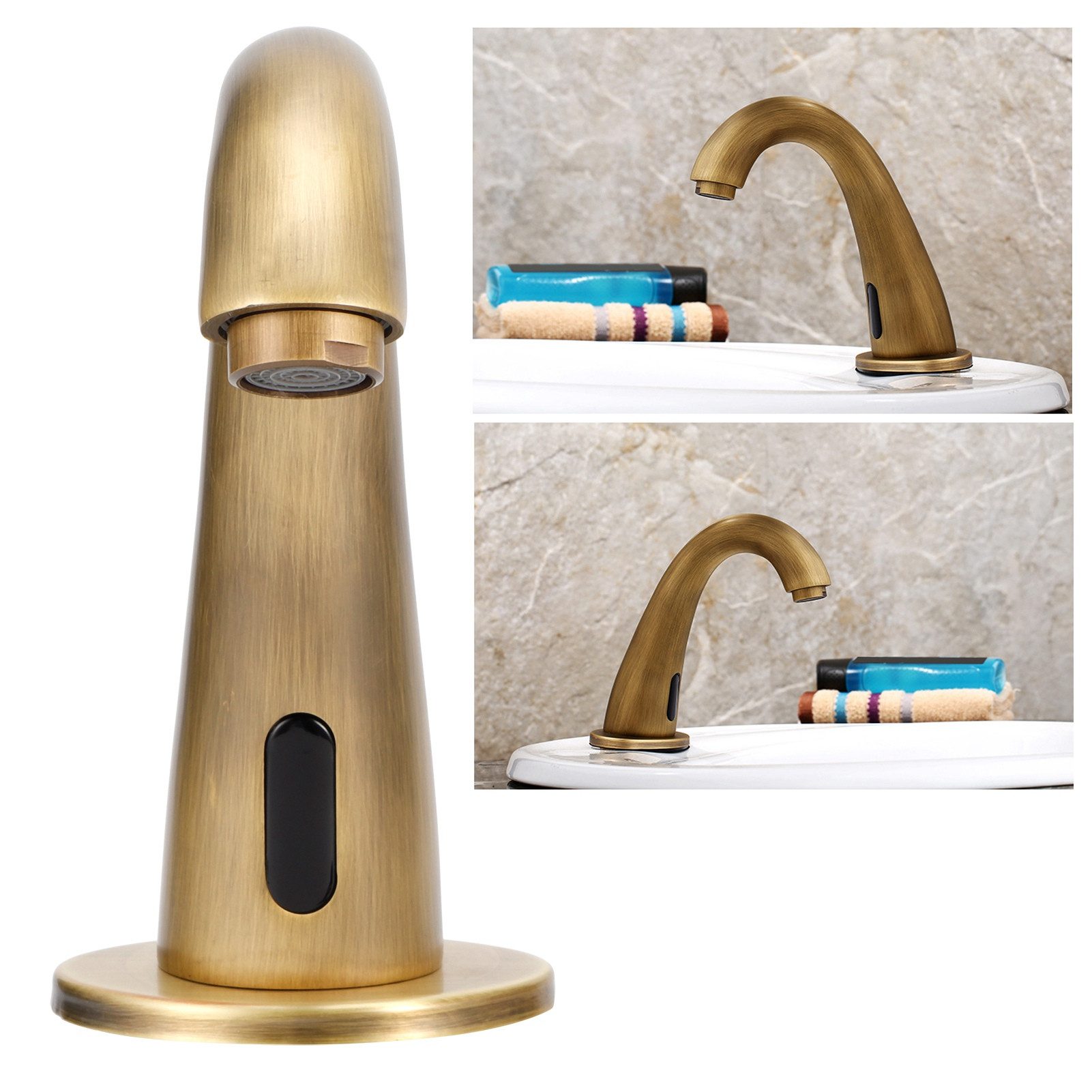 cocosity Waschtischarmatur G1/2 Wasserhahn-Set, automatischer Sensor, für Küche und Bad zu Hause Antikes Kupfer, Betriebstemperatur 0,1–60 °C, Nenndruck 0,05–0,6 MPa