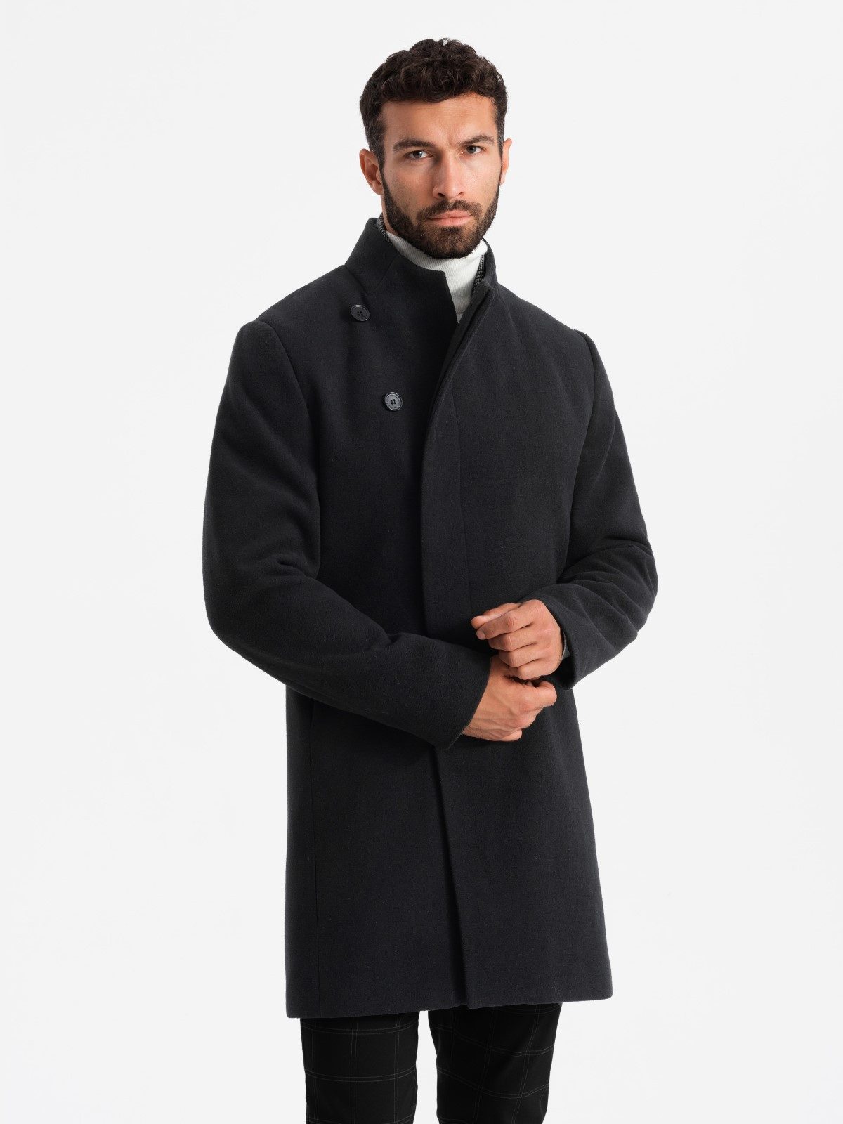 OMBRE Wintermantel Herrenmantel mit asymmetrischem Verschluss günstig online kaufen