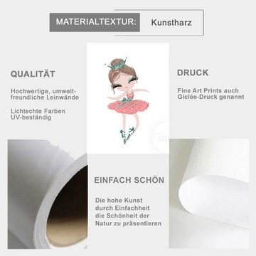 TPFLiving Kunstdruck (OHNE RAHMEN) Poster - Leinwand - Wandbild, Balett, Tänzerin, Tanzschuhe, Schwan, Einhorn für Kinderzimmer - (Kinderzimmer, Mädchenzimmer, Jungenzimmer, Kindergarten), Farben: pink, rosa, beige, braun, weiß, grün - Größe: 13x18cm