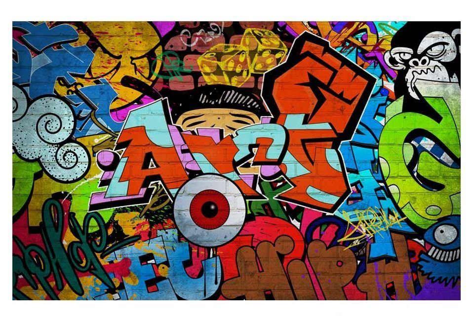 KUNSTLOFT Vliestapete Graffiti art 1x0.7 m, Design lichtbeständige halb-matt, Tapete