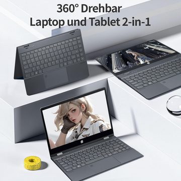 UDKED 360 Grad drehbaren Bildschirm ausgestattet Notebook (Intel N95, UHD Grafik, 512 GB SSD, 12GBRAM,mit vielseitigem Design und Premium-Zubehör für Produktivität)