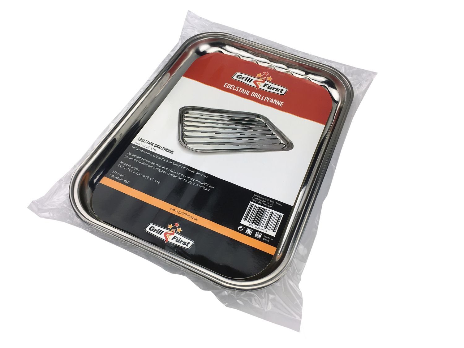 Grillschale Grillfürst Grillpfanne / Grillschale Edelstahl 24 x 34 cm