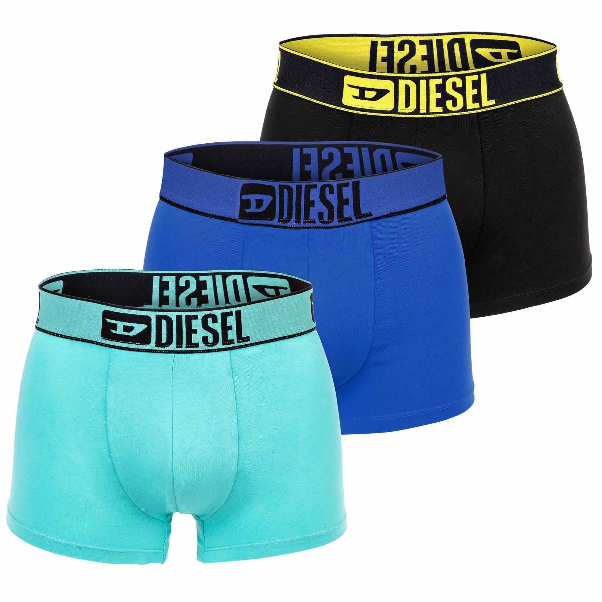 Diesel Boxer Herren Boxershorts, 3er Pack - Blau/Türkis/Schwarz