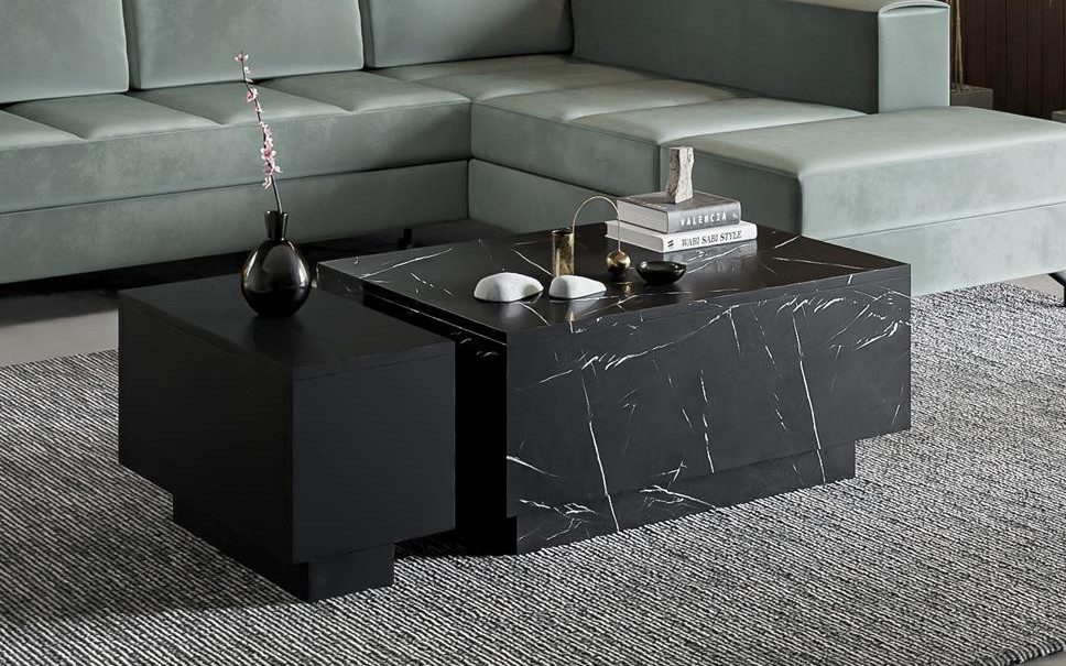 Compleo Couchtisch (2.set) Rechteckiger Couchtisch, Marmor günstig online kaufen