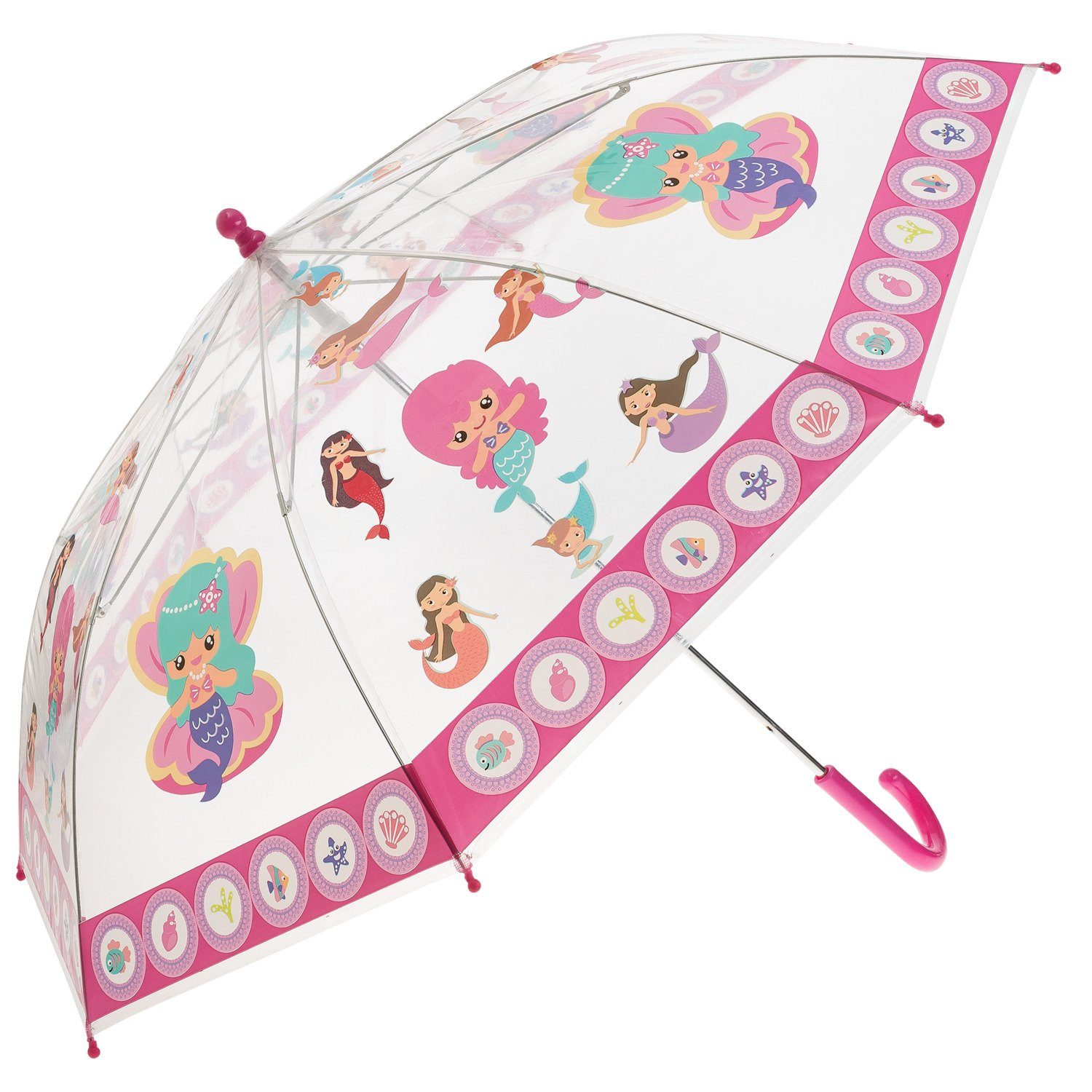 Idena Taschenregenschirm Idena 50048 - Kinderregenschirm für Mädchen, mit zauberhaftem Meerjung