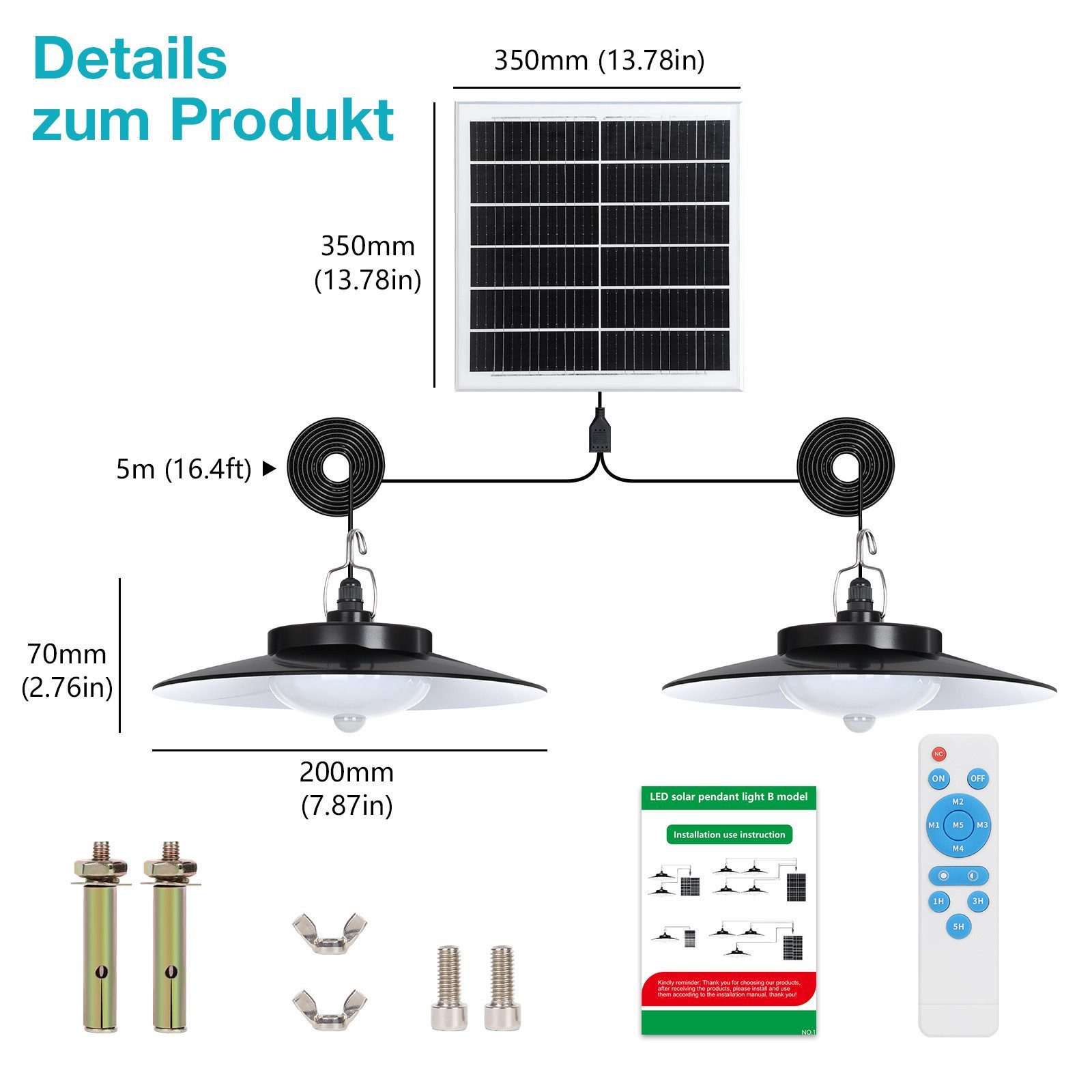 Jibenhome LED Solarleuchte 1/2/3/4 Kopf LED günstig online kaufen