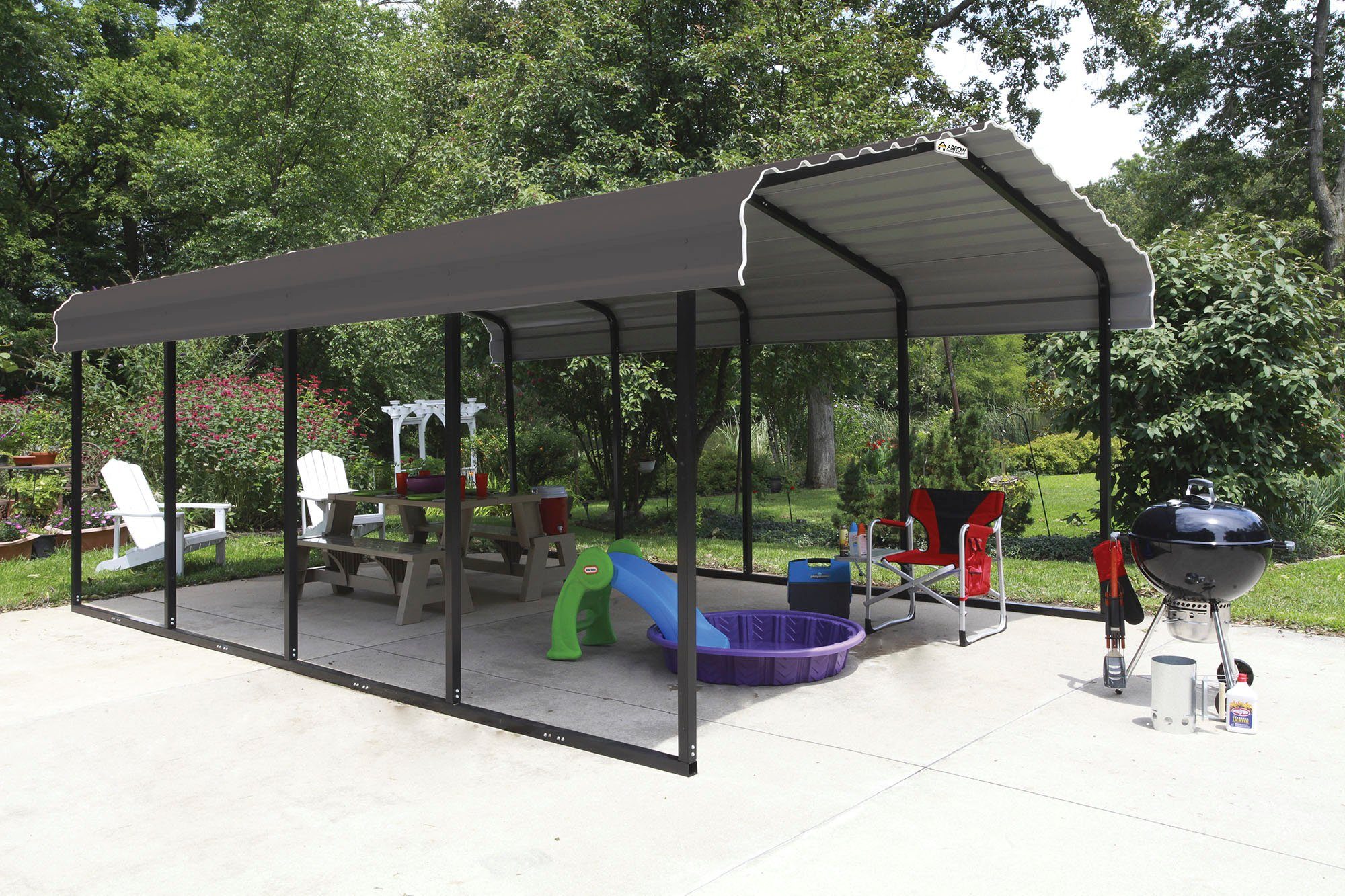 210 Stahl Rom, verzinktem BxT: Einfahrtshöhe, 370x600 cm Einzelcarport ShelterLogic cm, aus