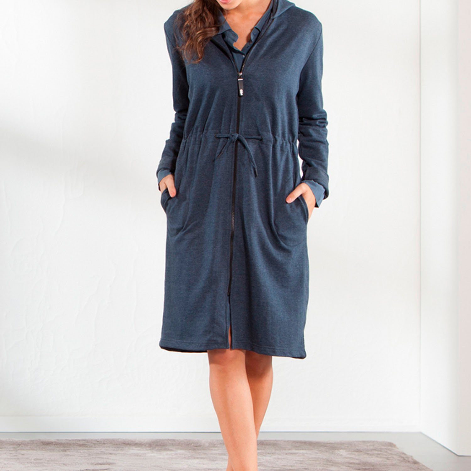 Seahorse Damenbademantel Taylor, Langform, Baumwoll-Mix, Kapuze, Reißversch günstig online kaufen