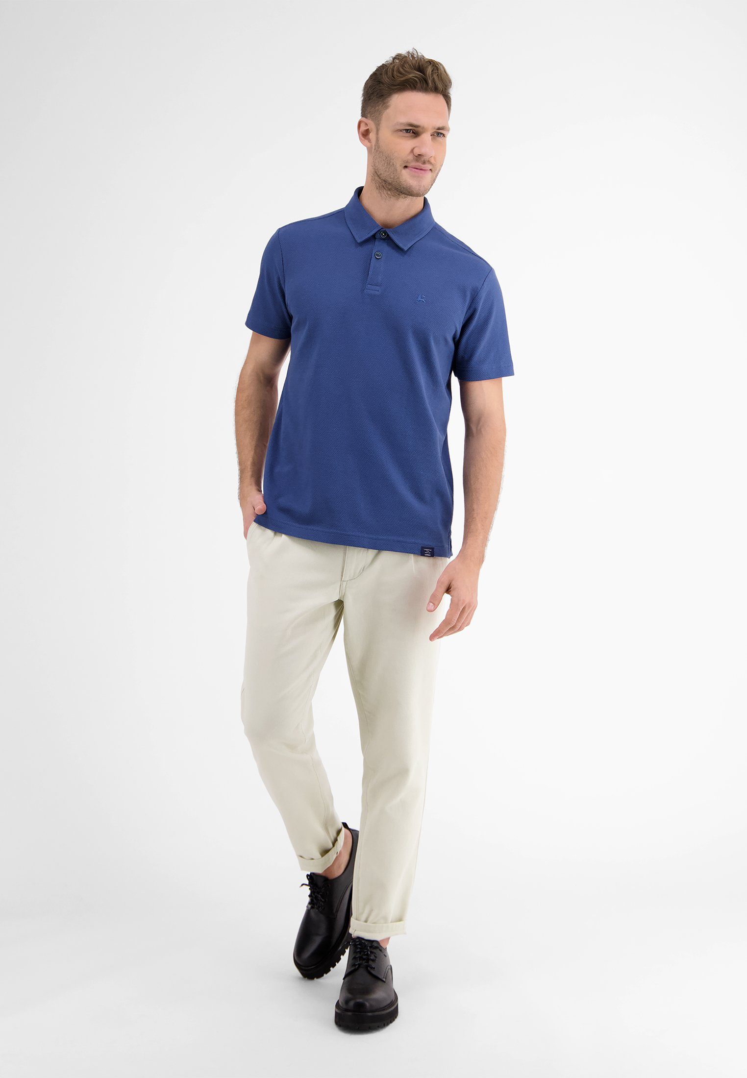 BLUE LERROS Waffelpiqué-Poloshirt LERROS TRAVEL Poloshirt