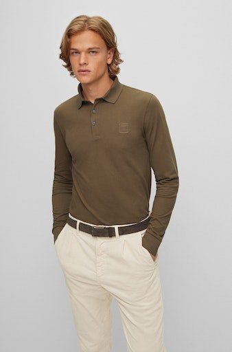 BOSS ORANGE Poloshirt Passerby 10242645 01 mit Perlmuttoptikknöpfen am Kragen dunkelgrün | Poloshirts