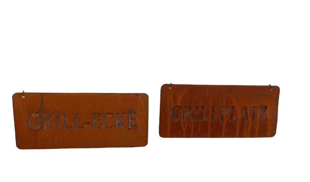 Deko-Impression Hängedekoration 2er Set dekorative Eisenschilder Grillplatz Grillecke rostig Geschenk (2 St)