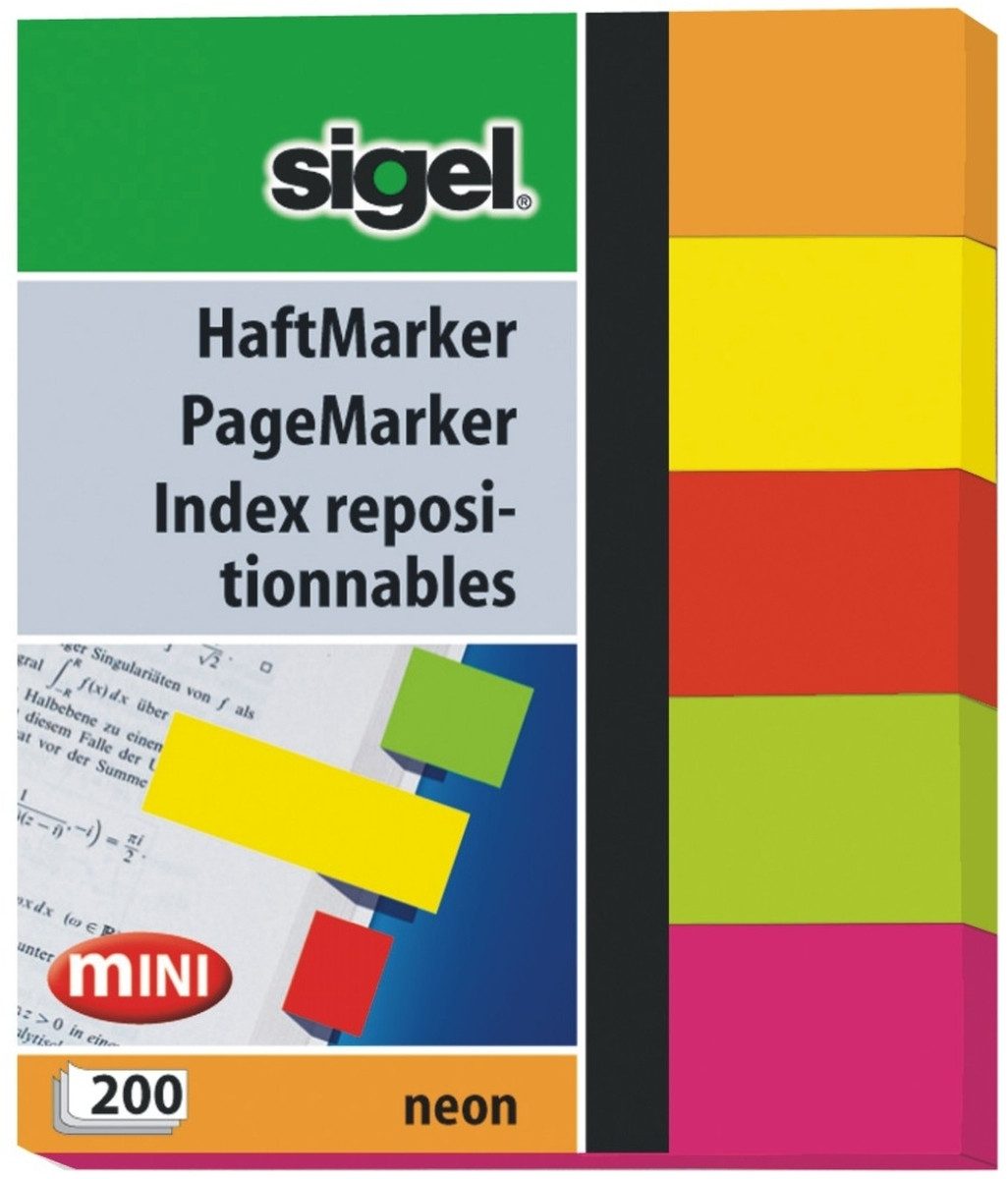 Sigel Haftnotizblock Haftmarker Neon 50x60mm mehrfarbig