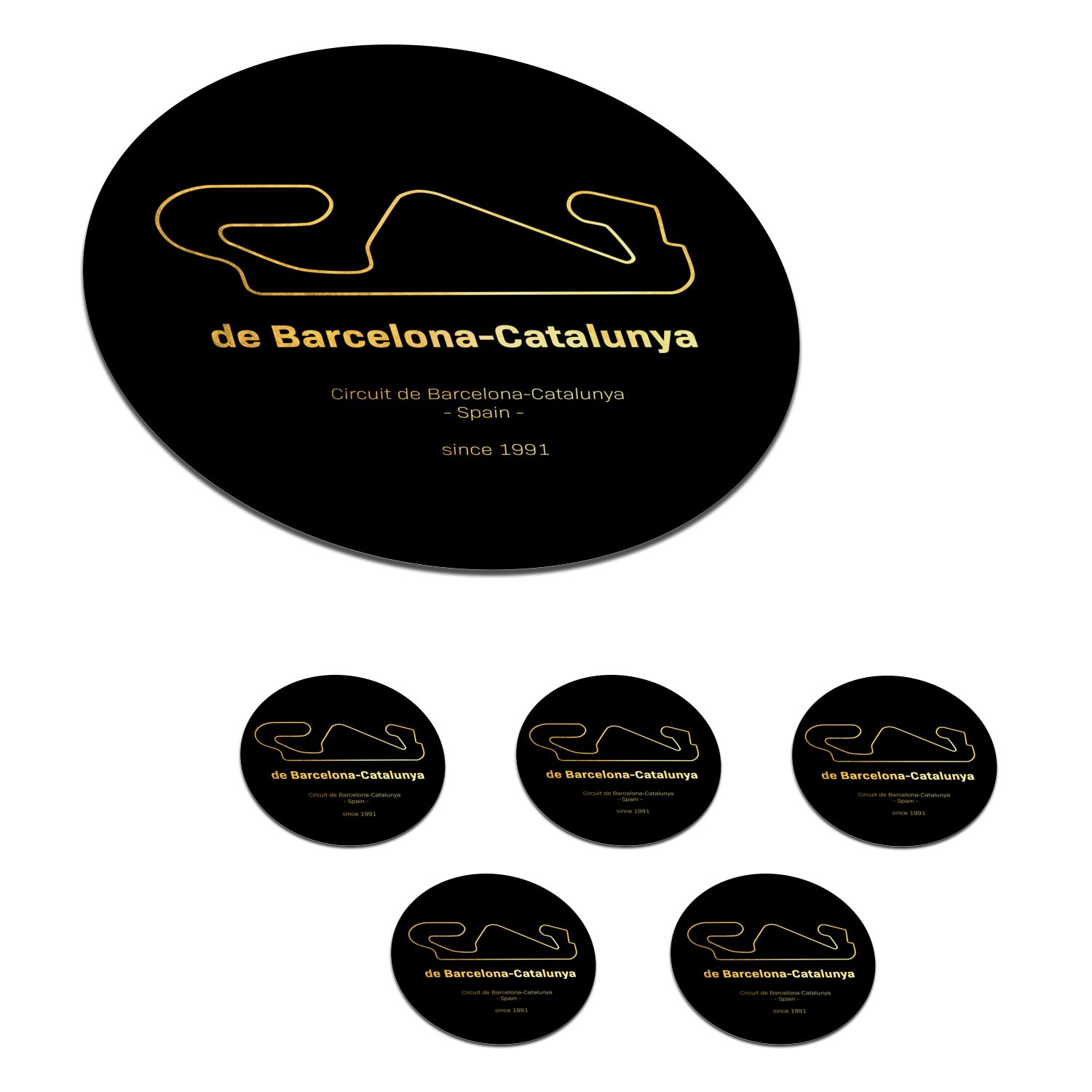 MuchoWow Glasuntersetzer Formel 1 - Rennstrecke - Barcelona, Zubehör für Gläser, 6-tlg., Getränkeuntersetzer, Tassenuntersetzer, Korkuntersetzer, Tasse, Becher
