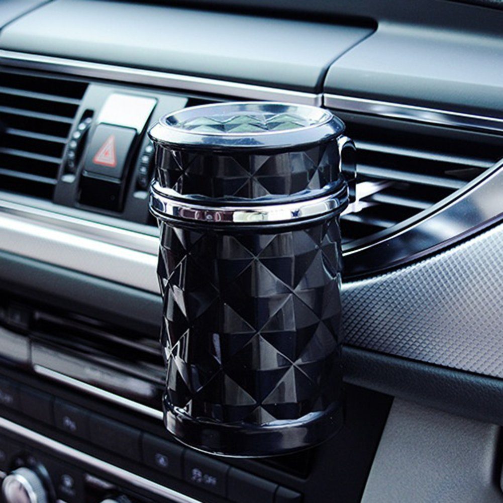 Schwarz Aschenbecher Plastik deckel Muster LED Rutaqian Auto mit Aschenbecher Aschenbecher, Raute Portable