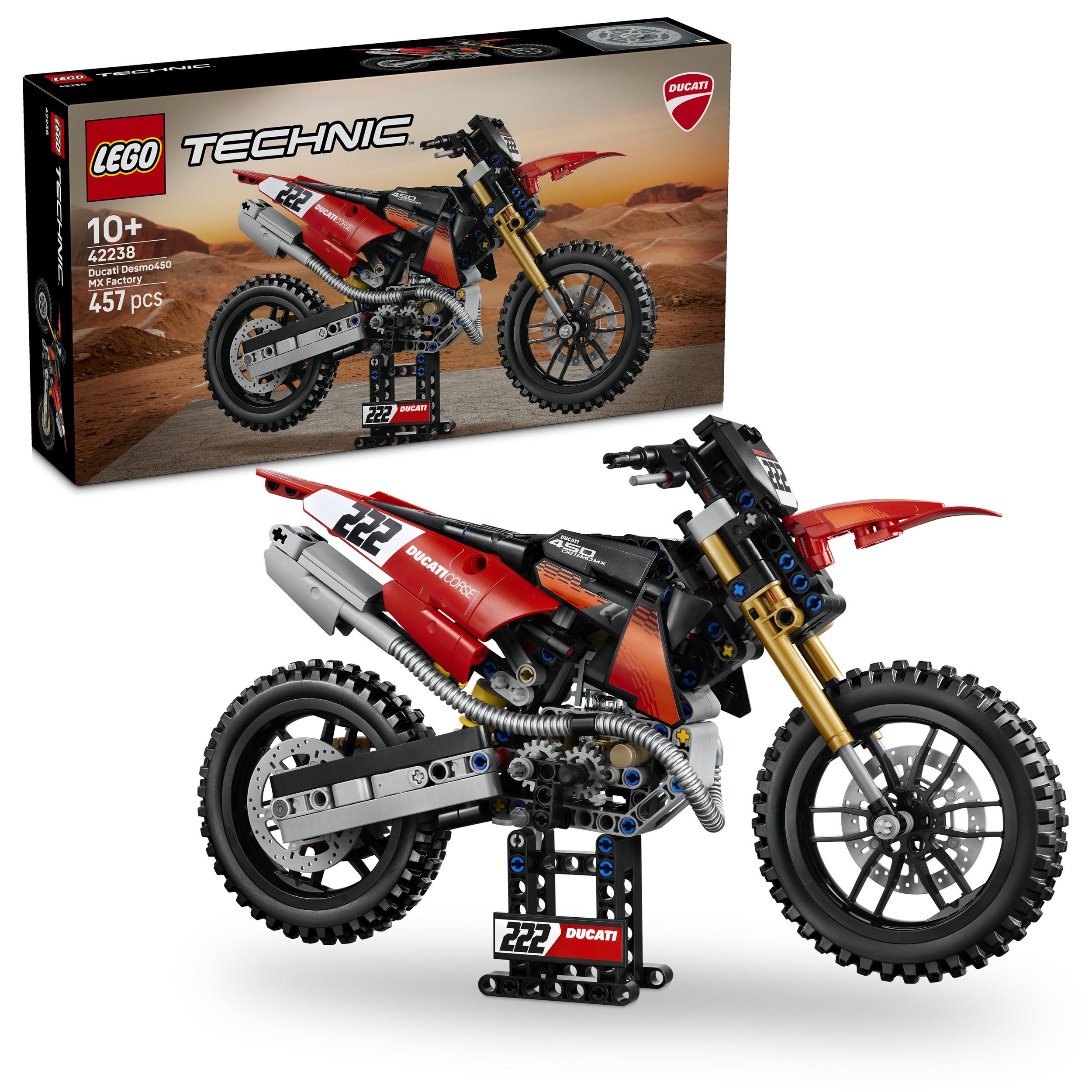 LEGO® Ducati Desmo450 MX Factory Motorrad (42238), LEGO Technic Konstruktionsspielsteine, (457 St), Made in Europe
