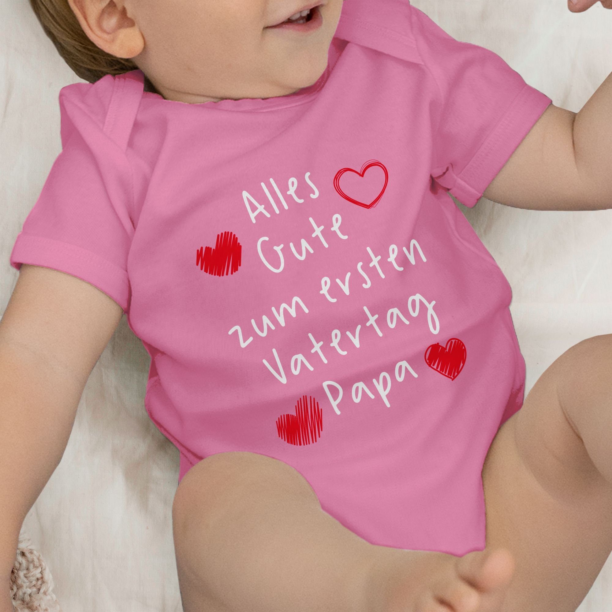 Shirtbody Alles Baby Vatertag Handschrift weiß Shirtracer ersten Pink Geschenk 3 Vatertag zum Gute