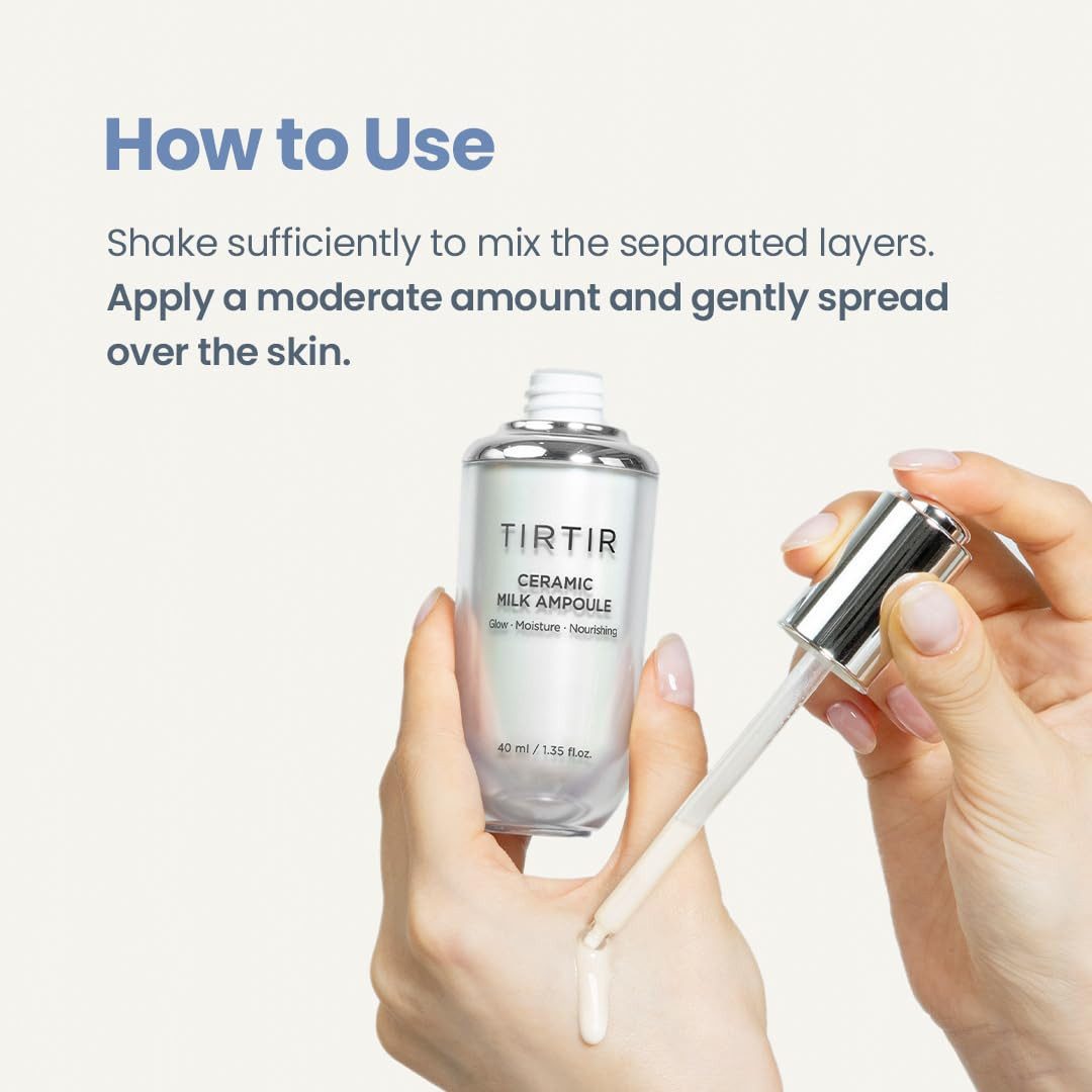 TIRTIR Gesichtsserum Ceramic Milk Ampoule 40ml – veganes Feuchtigkeits-Serum mit 6-fach Ceramid & Squalan für starke Hautbarriere, milchige Textur, koreanische, Skincare, intensiver Glow, für trockene & empfindliche Haut