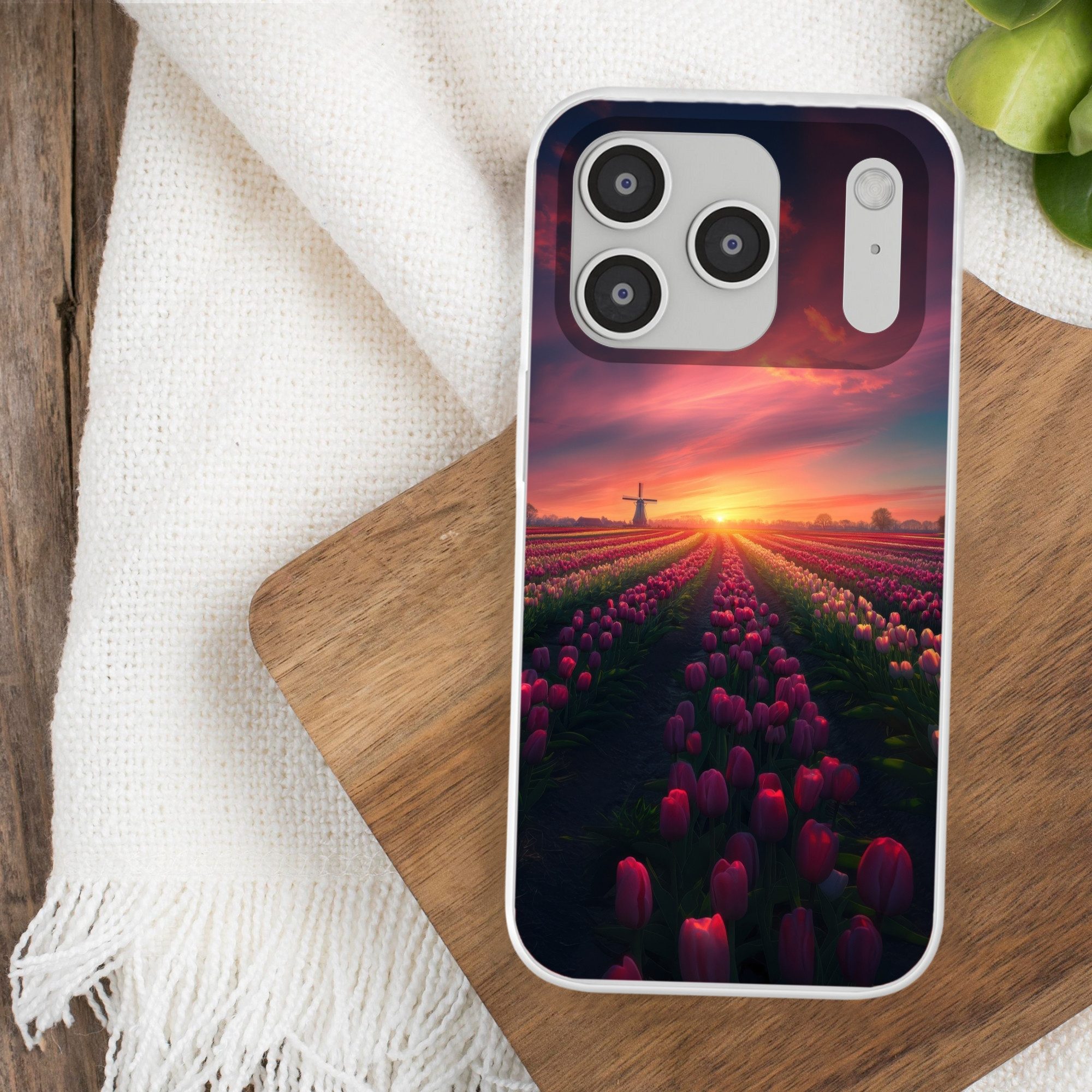 MuchoWow Handyhülle für Apple iPhone 17 Pro Windmühle - Sonnenuntergang - Landschaft, Smartphone-Bumper, Print, Handy Schutzhülle Dünn