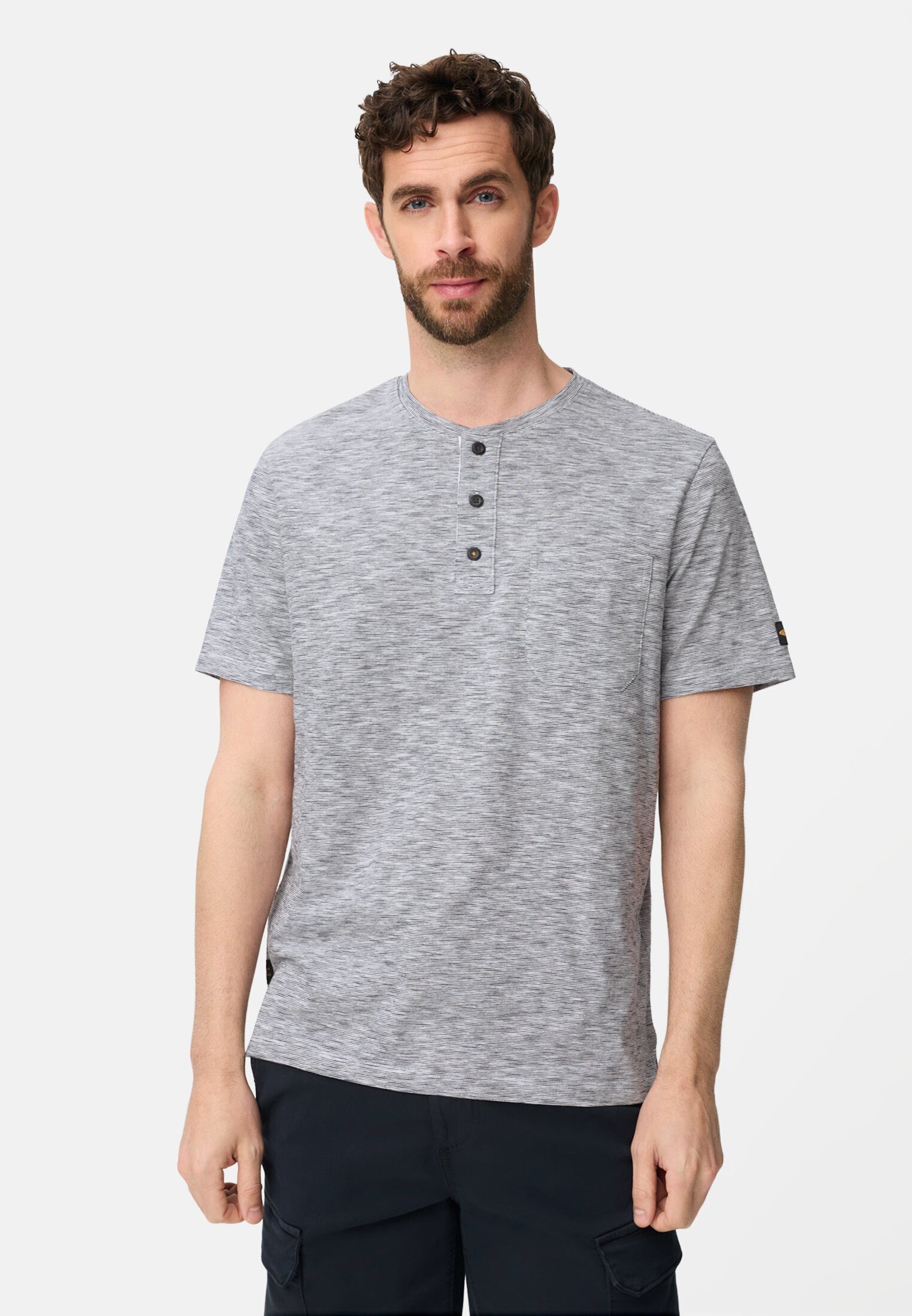 camel active T-Shirt mit Knopfleiste Kurzarm