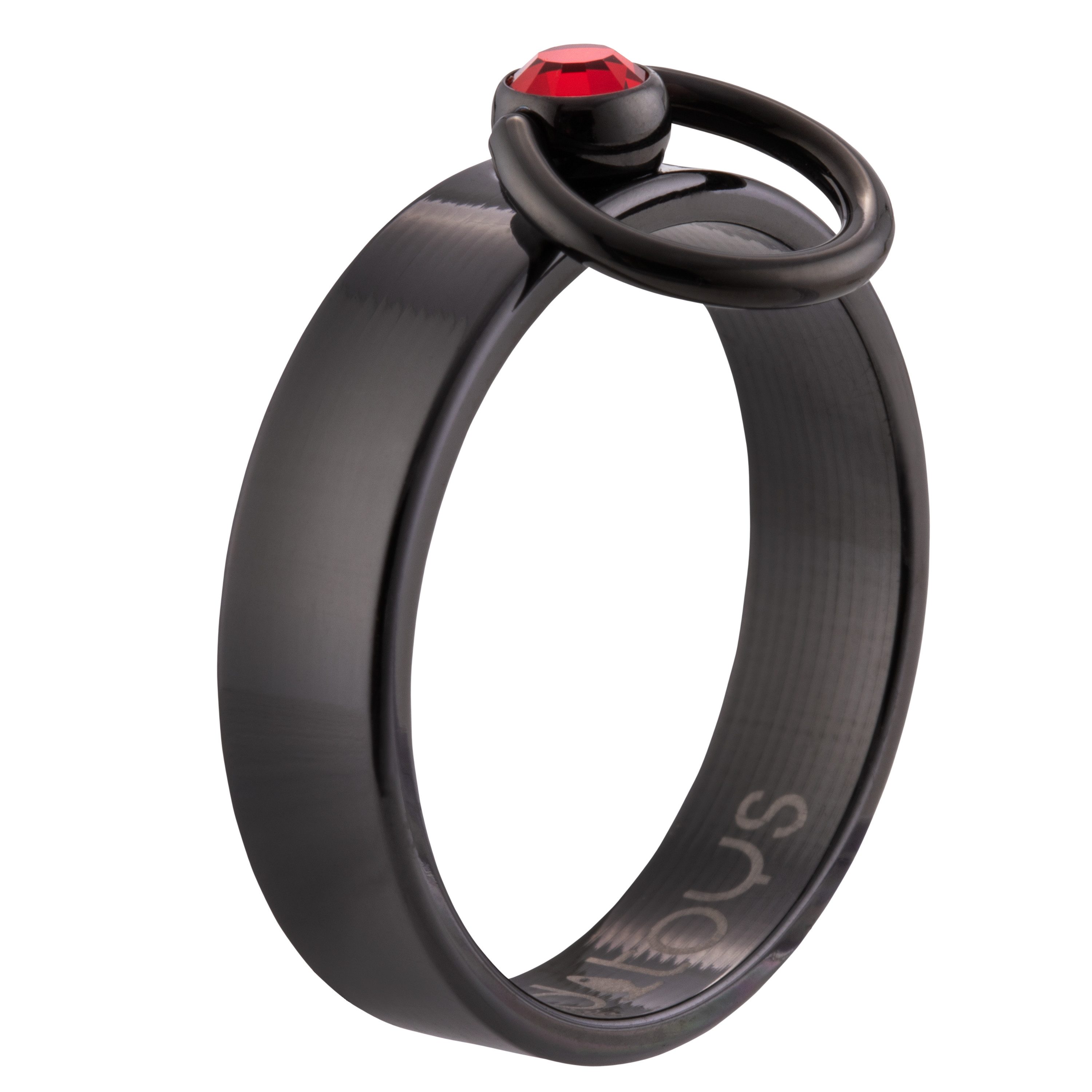 meditoys Fingerring meditoys - 'Ring der O' mit Original geschl. Kristall (PVD Black) – Bild 2 von 5