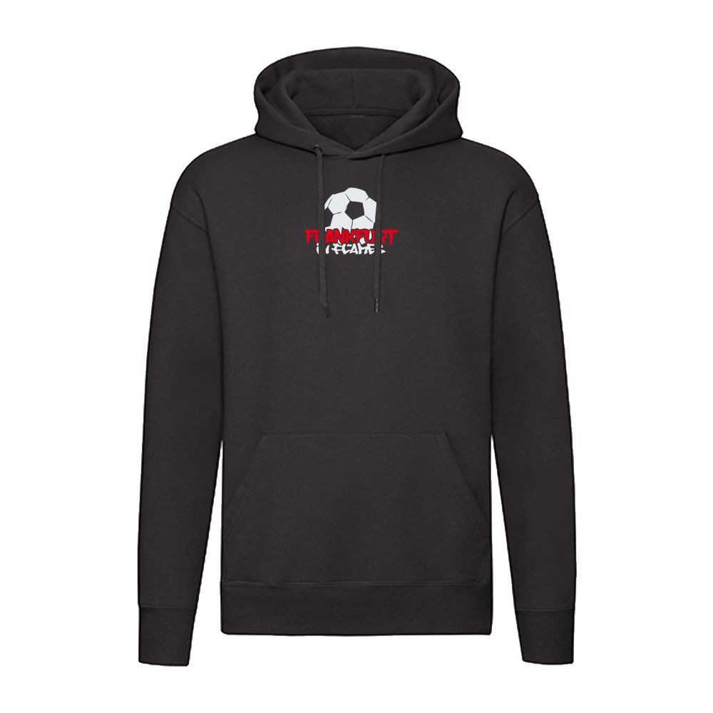 G-graphics Hoodie Frankfurt in flames – Feuer-Fussball (rot) – mit Front- & Backprint Unisex Pullover mit einem Motiv für den echten Fan