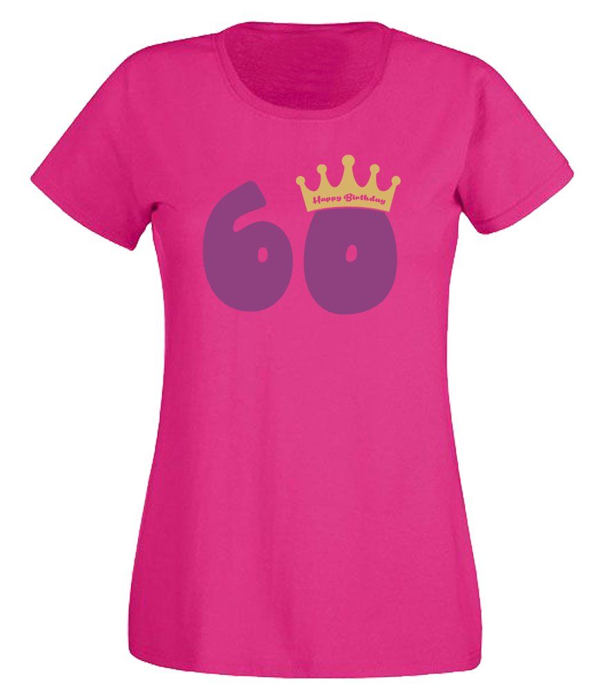 G-graphics T-Shirt 60 – Happy Birtday – mit Krone Slim-fit Damen T-Shirt mit Motiv zum 60. Geburtstag