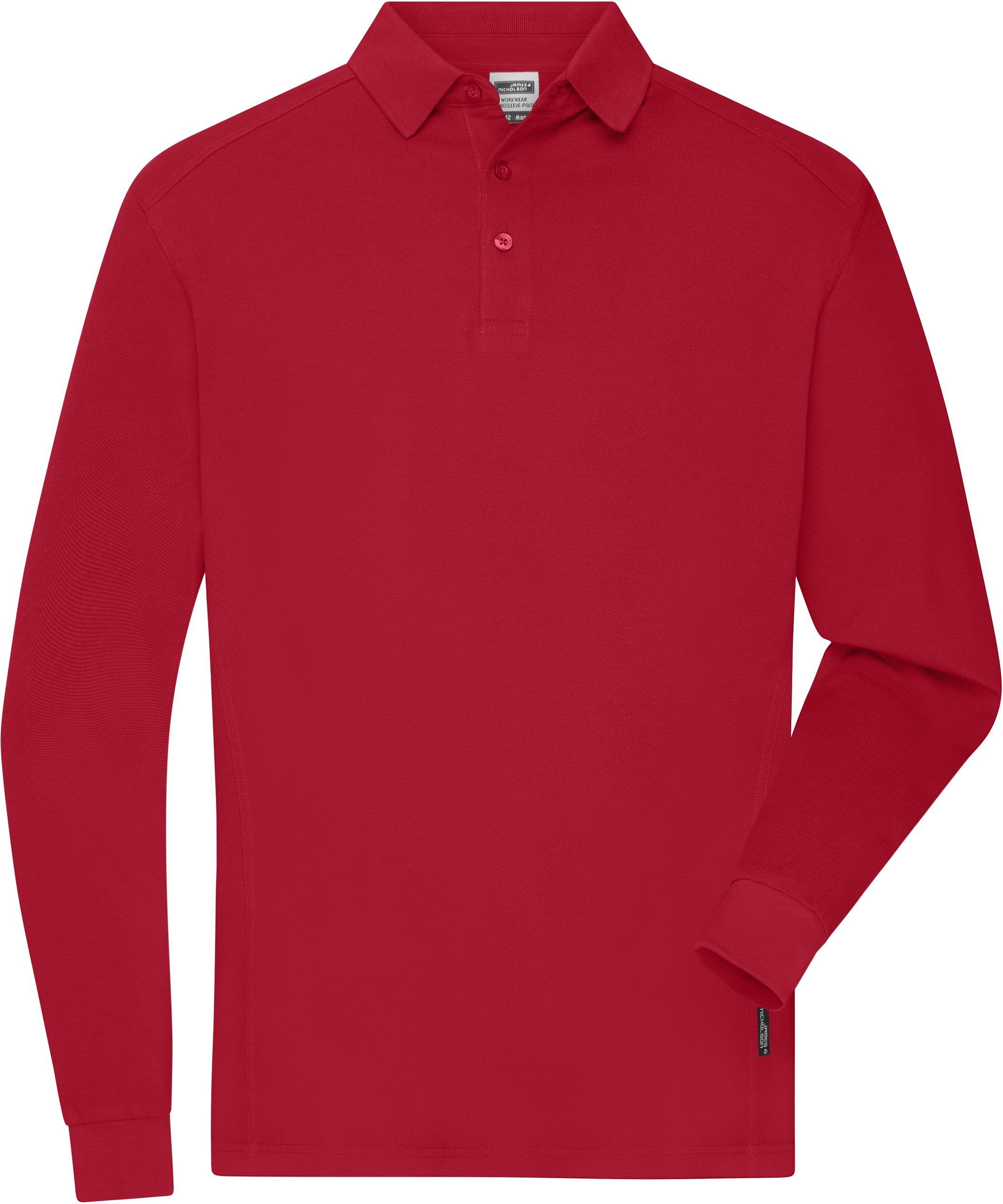 James & Nicholson Poloshirt Herren Workwear Polo langarm RED