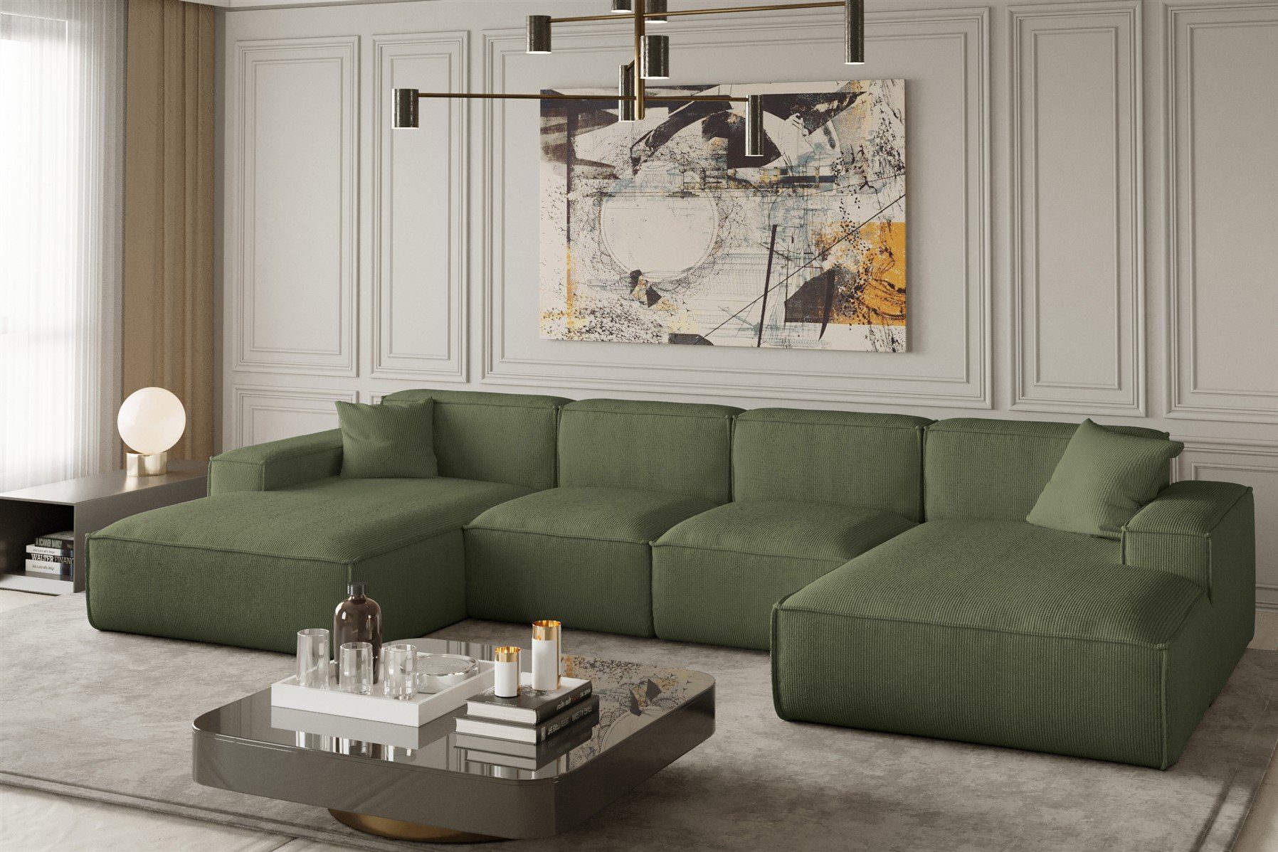 Fun Möbel Wohnlandschaft U-Form CELES XS, Breite 342 cm, inkl. 2 Zierkissen günstig online kaufen