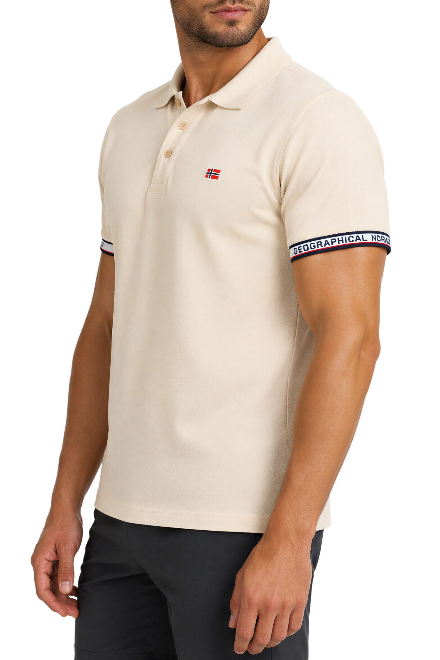 Geographical Norway Poloshirt Herren Regular Fit Polohemd bakoliar men Bedruckte Ärmelabschlüsse mit Markenprint – Bild 4 von 5