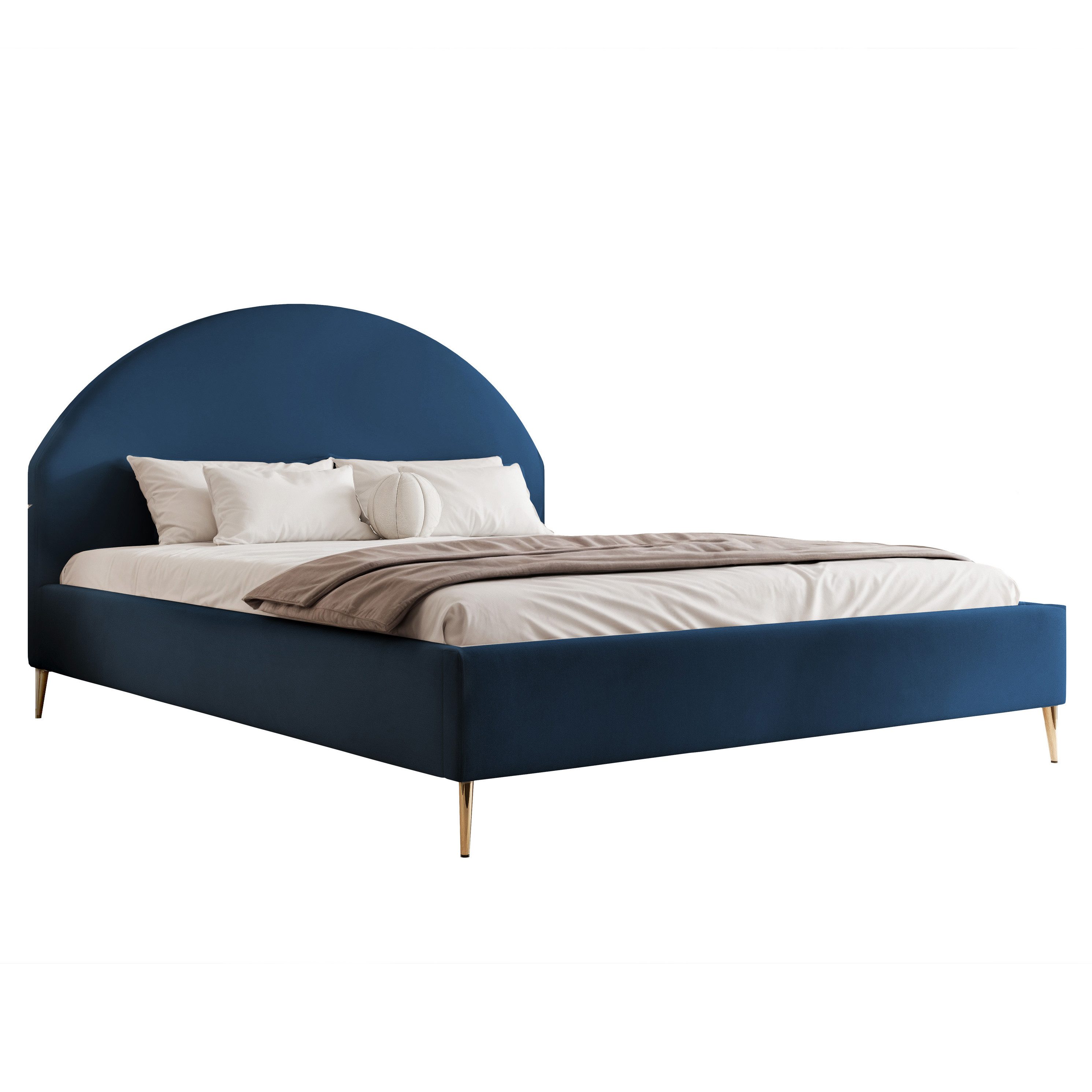Goldstoff Polsterbett Elegantes Bett mit hohem Kopfteil und stilvollem Stauraum (120–200x200 cm, Kopfteilhöhe: 90/110 cm, Seitenhöhe: 25/40 cm), "CELESTE" – Modernes Komfortbett mit praktischem Stauraum