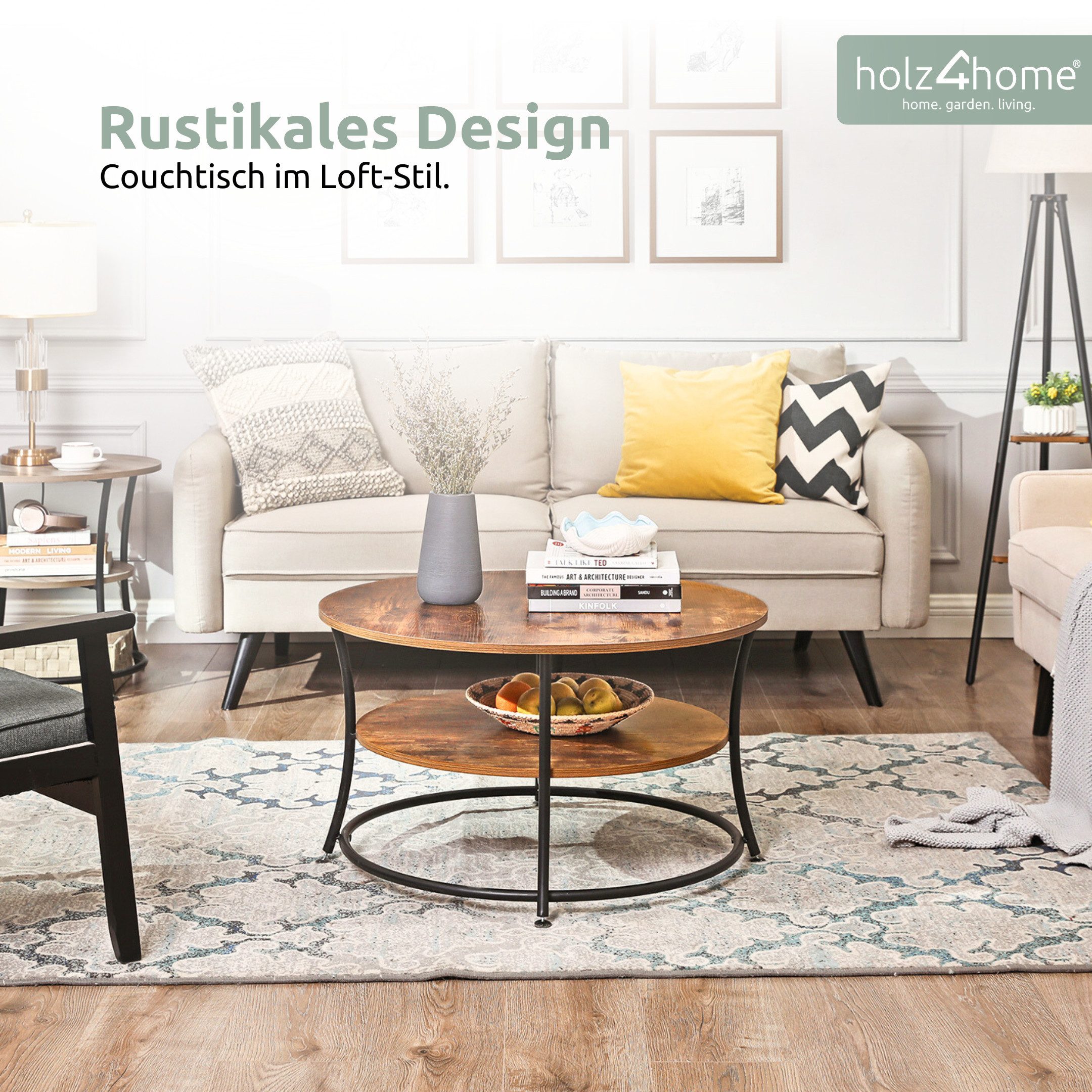 holz4home® Couchtisch Lillie runder Wohnzimmertisch mit günstig online kaufen