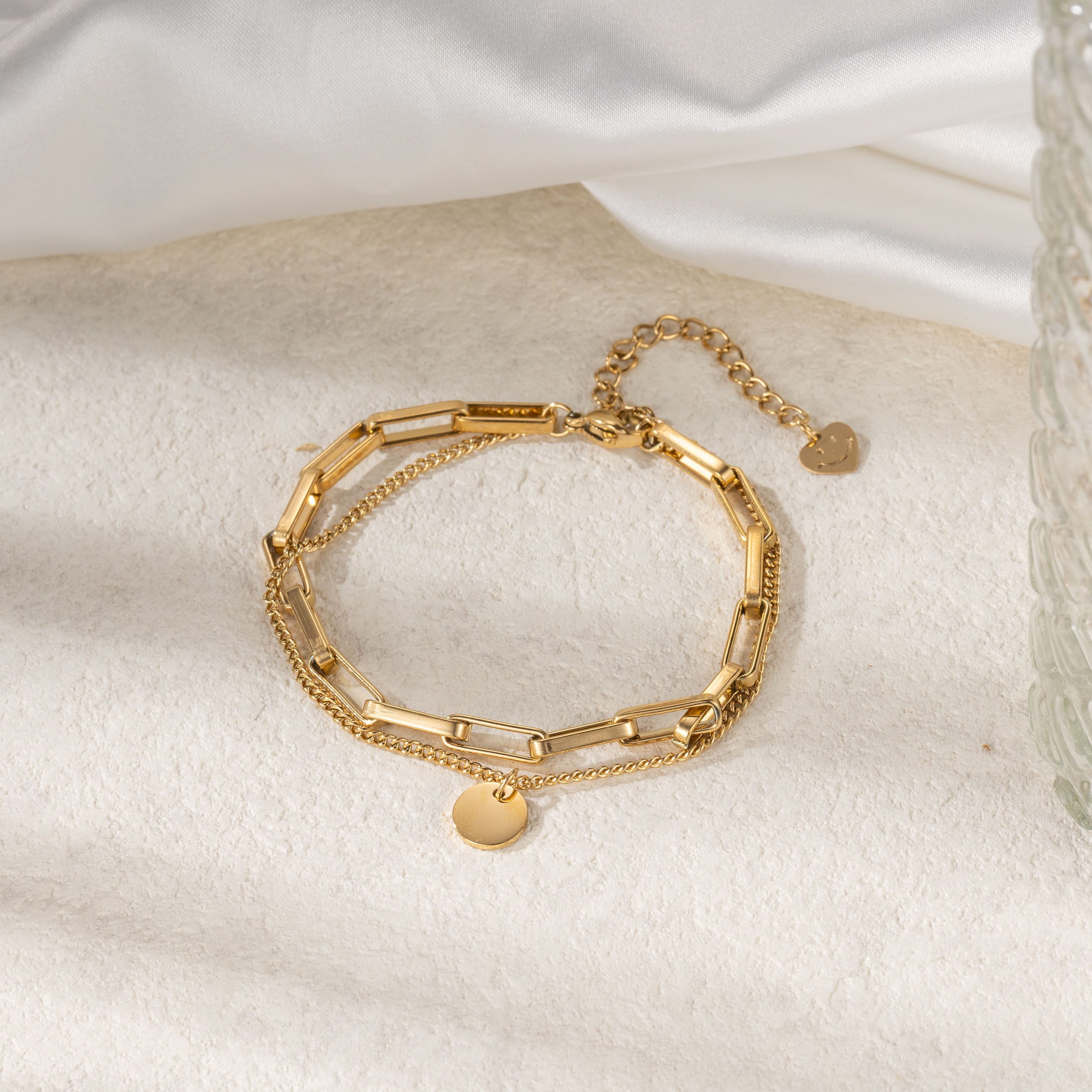 Firetti Armband Schmuck Geschenk Edelstahl Armschmuck Ankerkettengliederung Plättchen