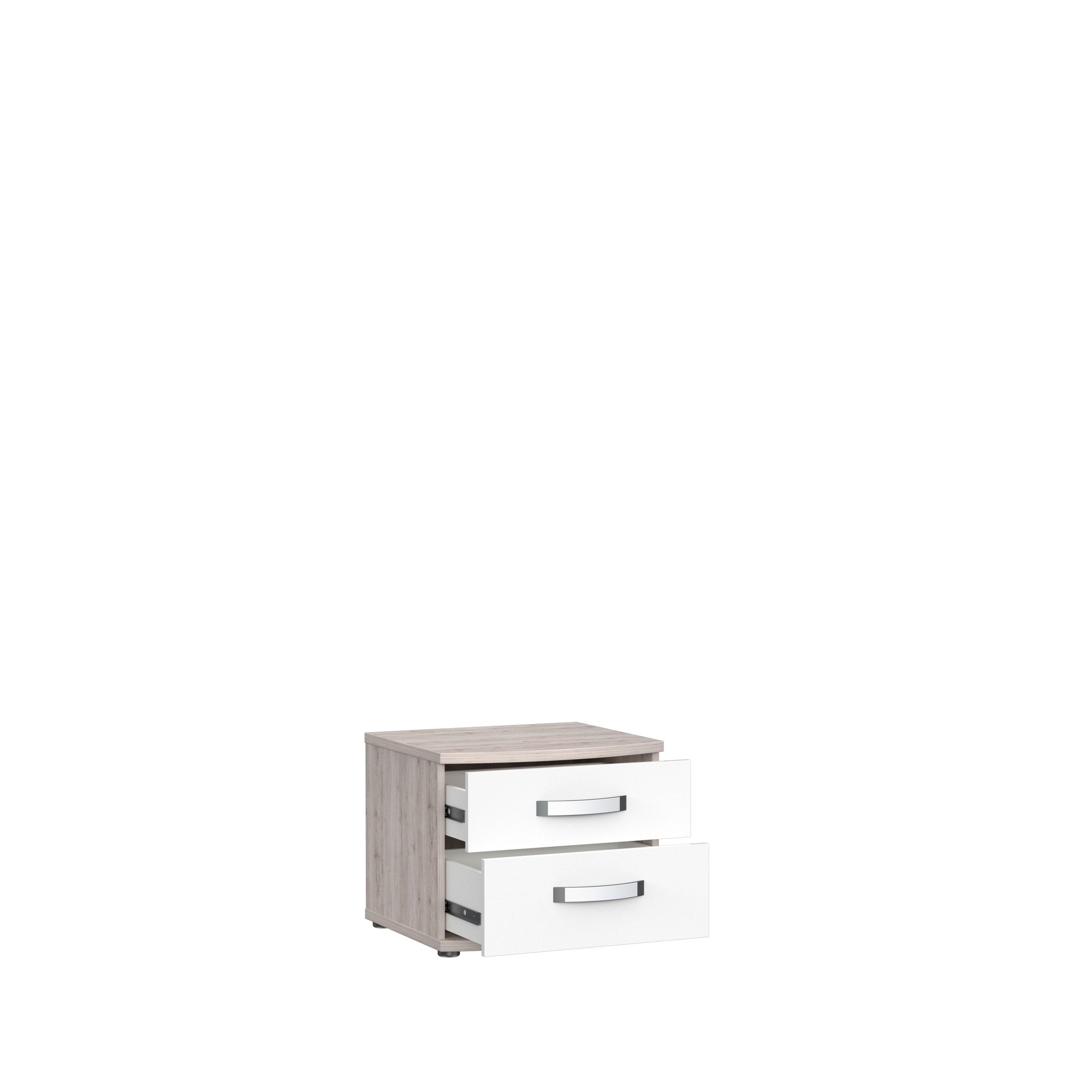 freiraum Nachtkommode Rondino, in Sandeiche / Weiss Glanz - 50,4x41,4x46cm (BxHxT)