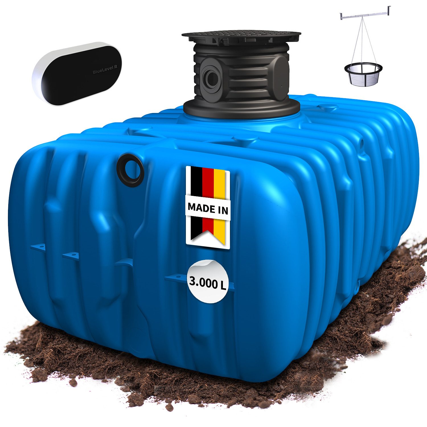 4rain Regenwassertank FLAT M Flachtank-Set Smart 3000 Liter, 3000 l