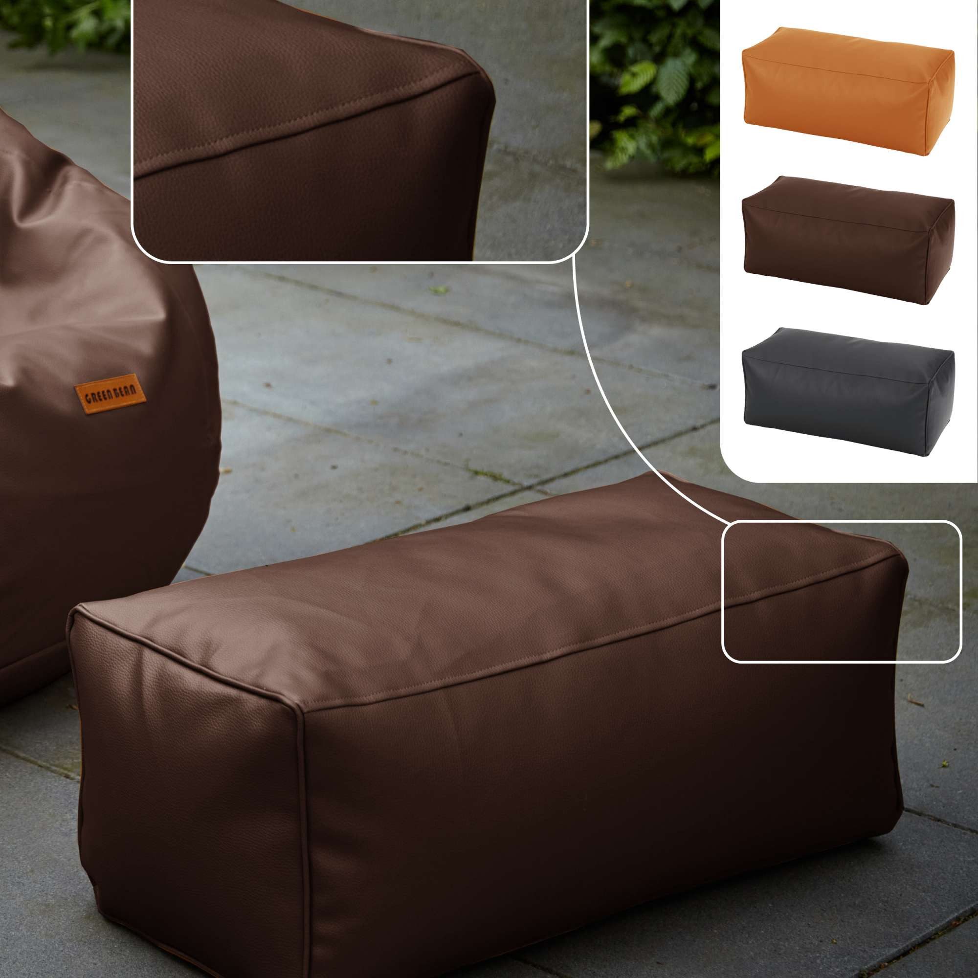 Green Bean Fußhocker Sitzsack-Hocker Kunstleder Cube Max günstig online kaufen