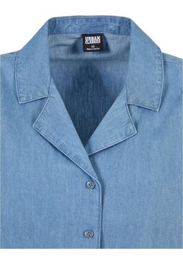 URBAN CLASSICS Klassische Bluse Urban Classics Damen Ladies Light Denim Resort Shirt