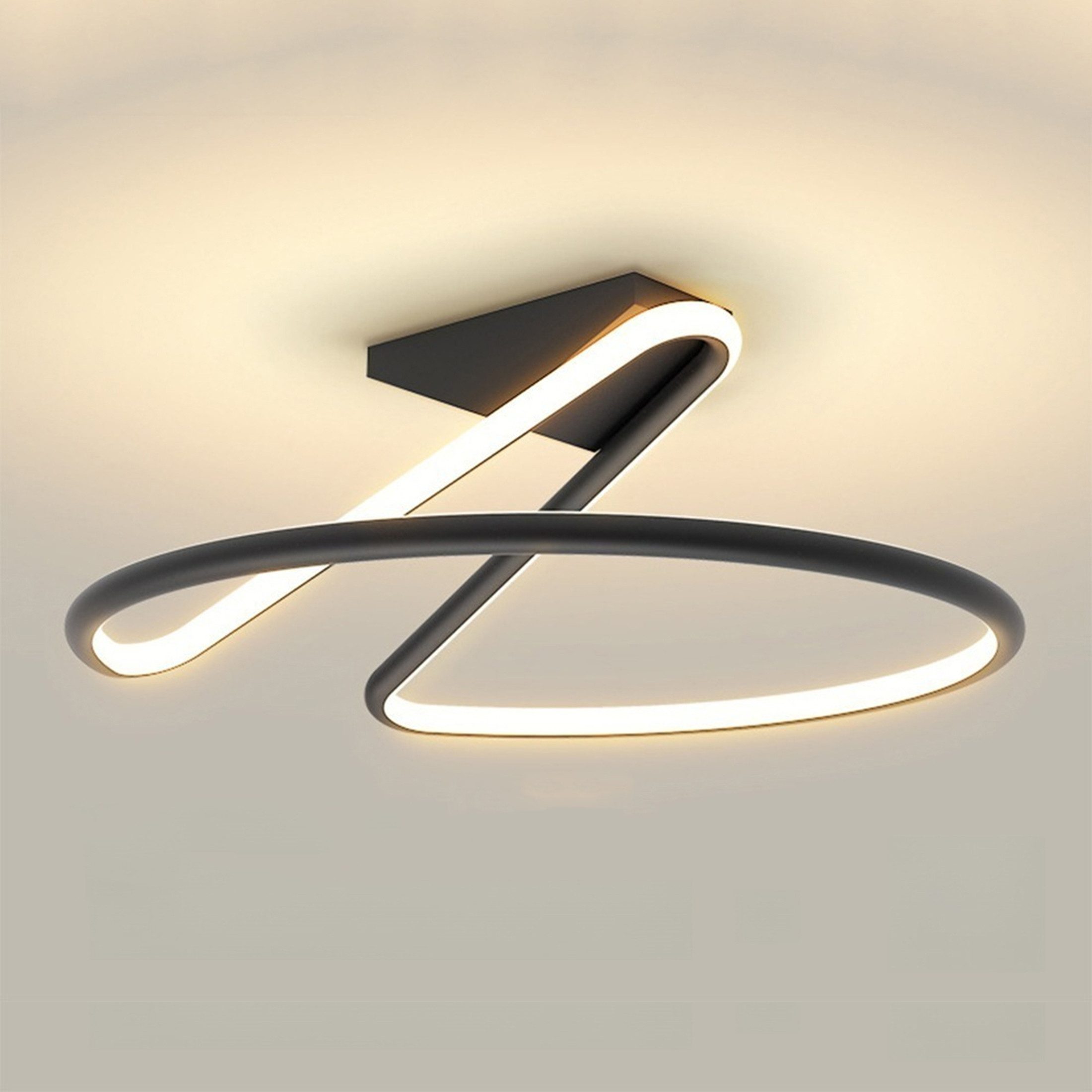 Masbekte LED Deckenleuchte Deckenleuchten, Deckenlampe, Modern Schwarz Geometrie Lampe, Warmweiß, Stufenlos dimmbar mit Fernbedienung, für Schlafzimmer Wohnzimmer