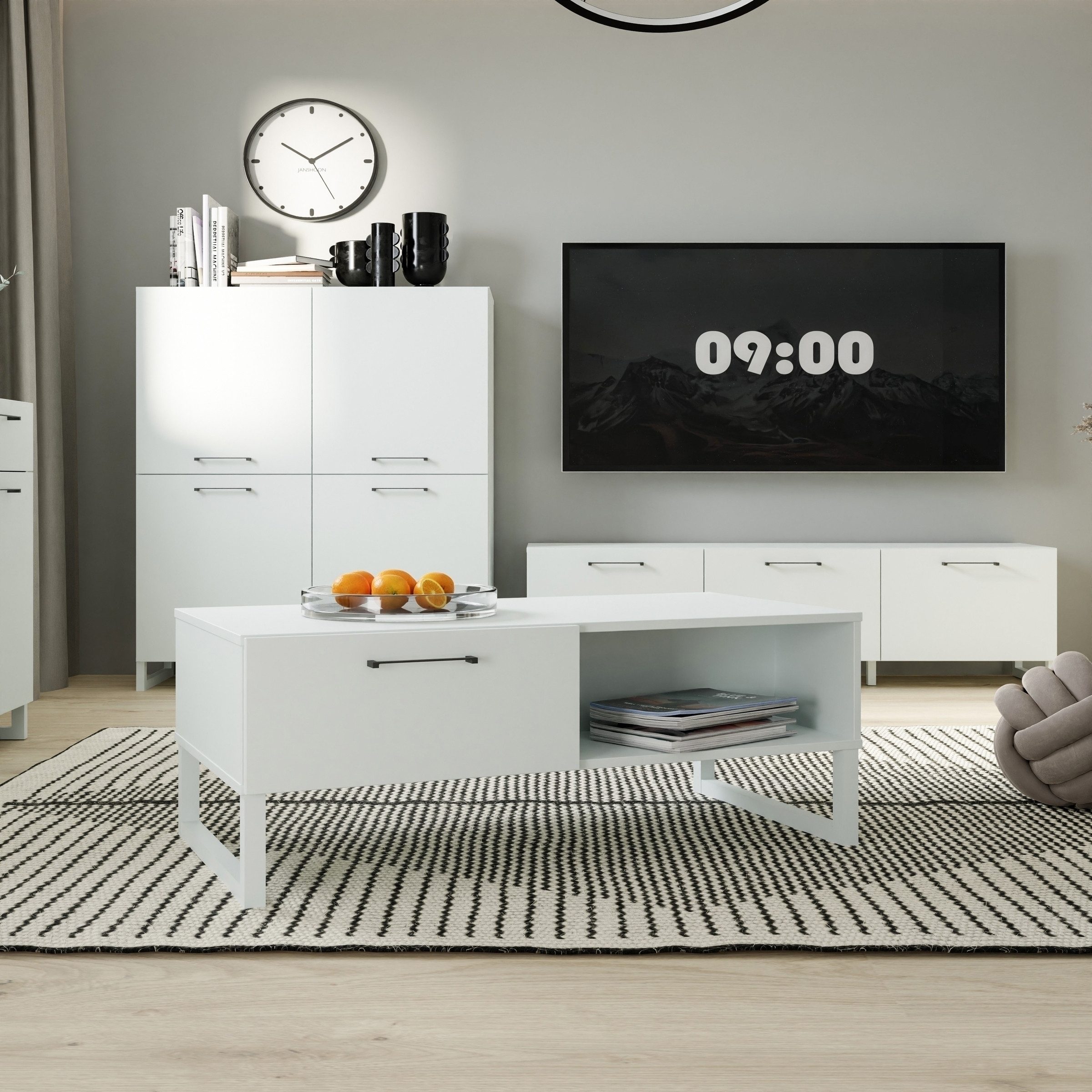 freiraum Couchtisch SILBA, in Secret Grey, mit Schublade - 110x44,4x57,2cm (BxHxT)