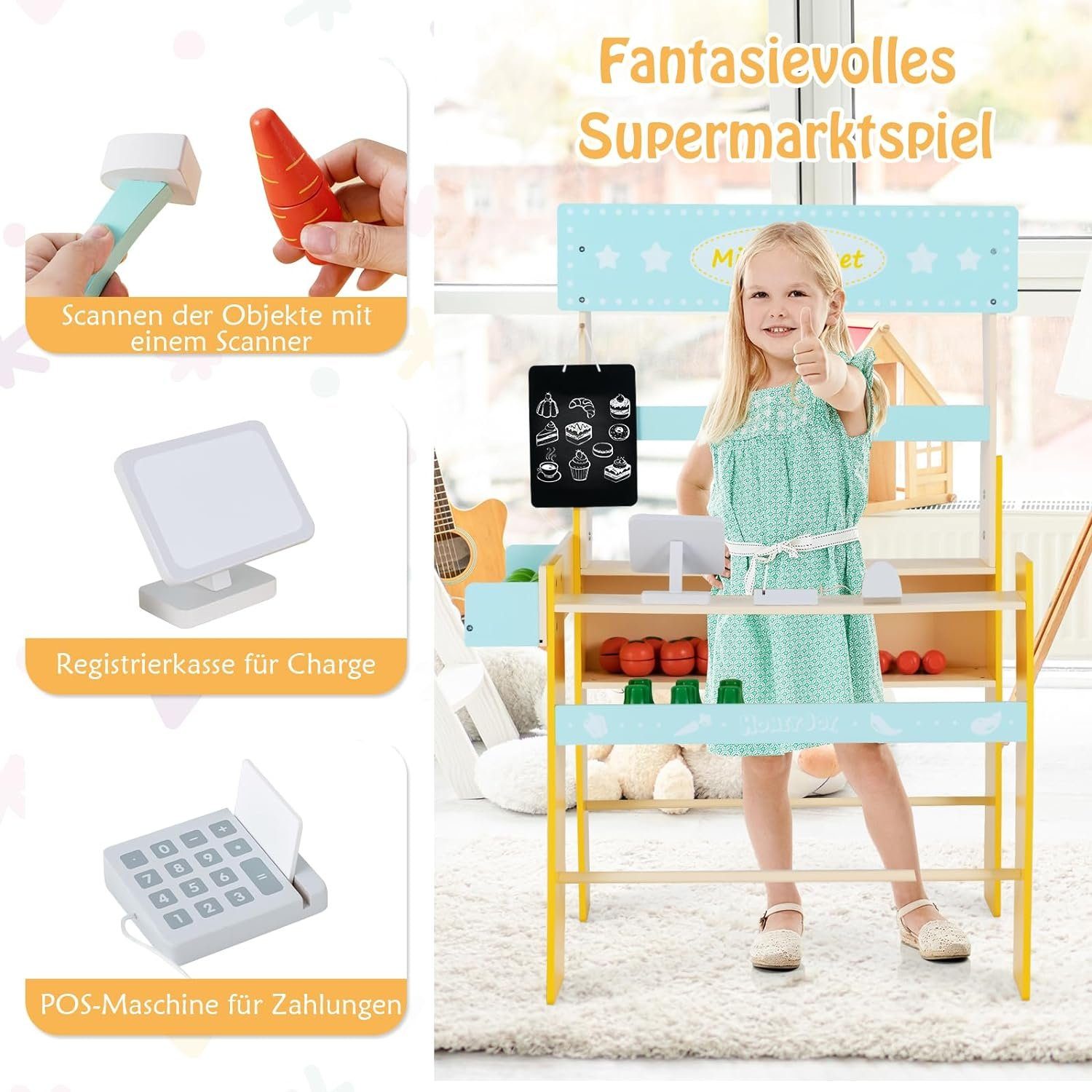 KOMFOTTEU Kaufladen, mit Spielkasse, hängender Tafel, für Kinder ab 3 Jahre günstig online kaufen