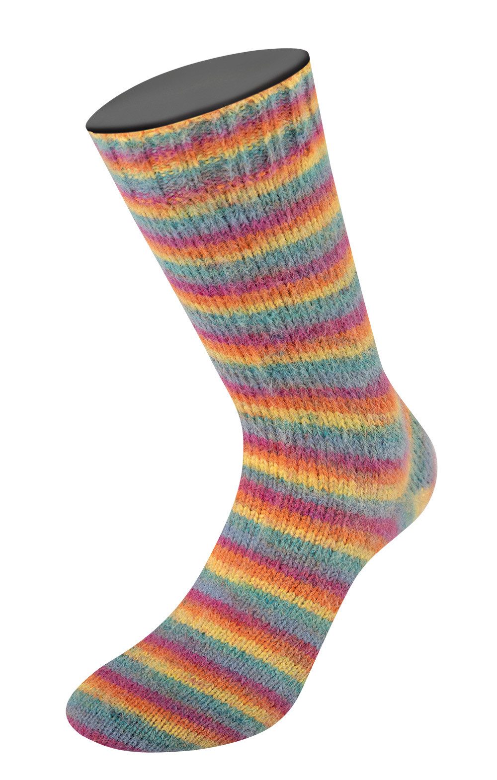 LANA GROSSA Meilenweit 100 g COSY SOCKS MULTI STRIPES Häkelwolle, 400 m (Flauschige Sockenwolle mit Merinowolle mit besonderem Druckeffekt, waschmaschinenfest), 100 g