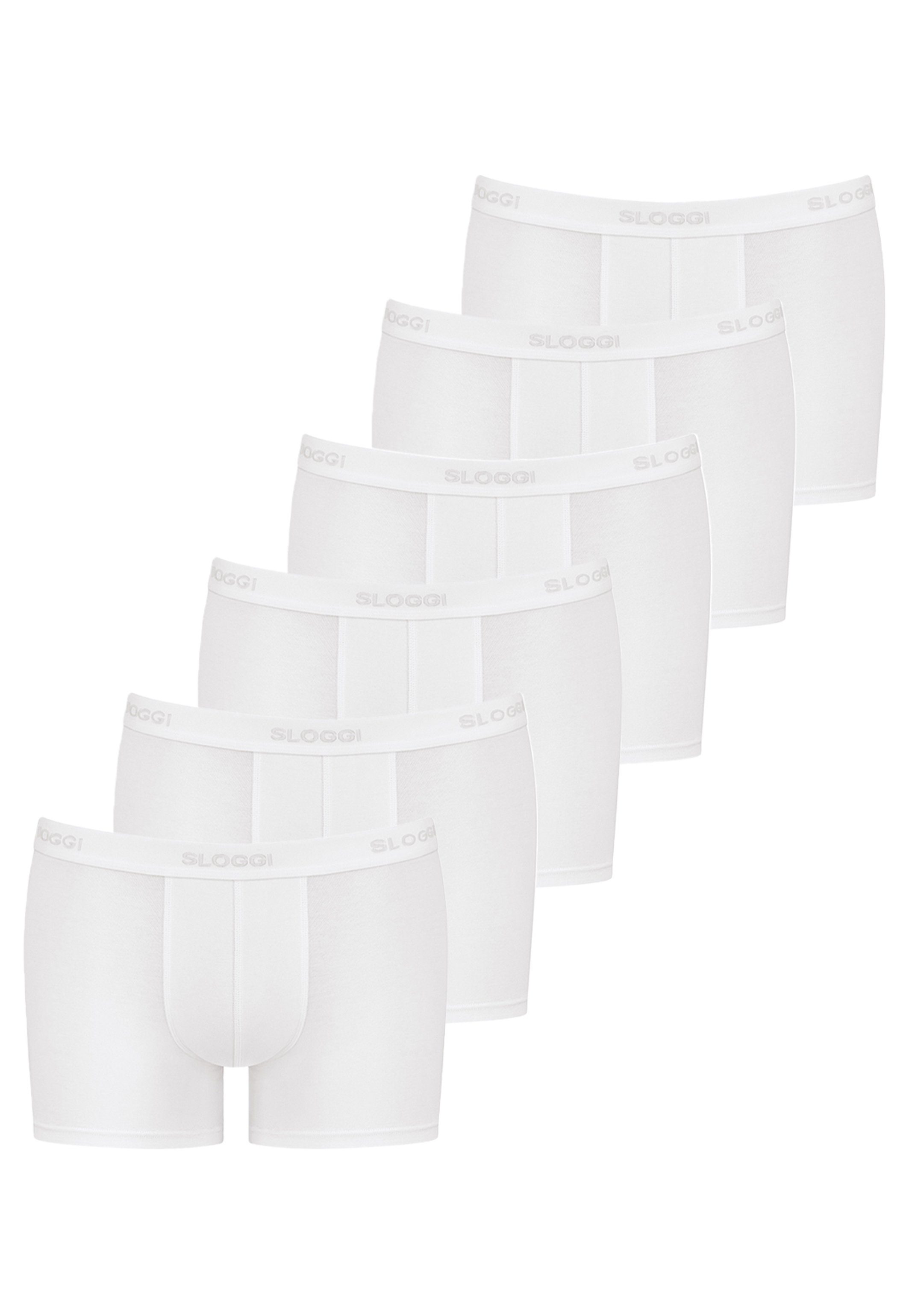 Sloggi Retro Boxer 6er Pack 24/7 (Spar-Set, 6-St) Long Short / Pant - Baumwolle - Ohne Eingriff - Weiß
