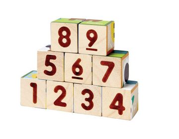 Plantoys Würfelpuzzle Würfelpuzzle Bilder und Zahlen, 9 Puzzleteile