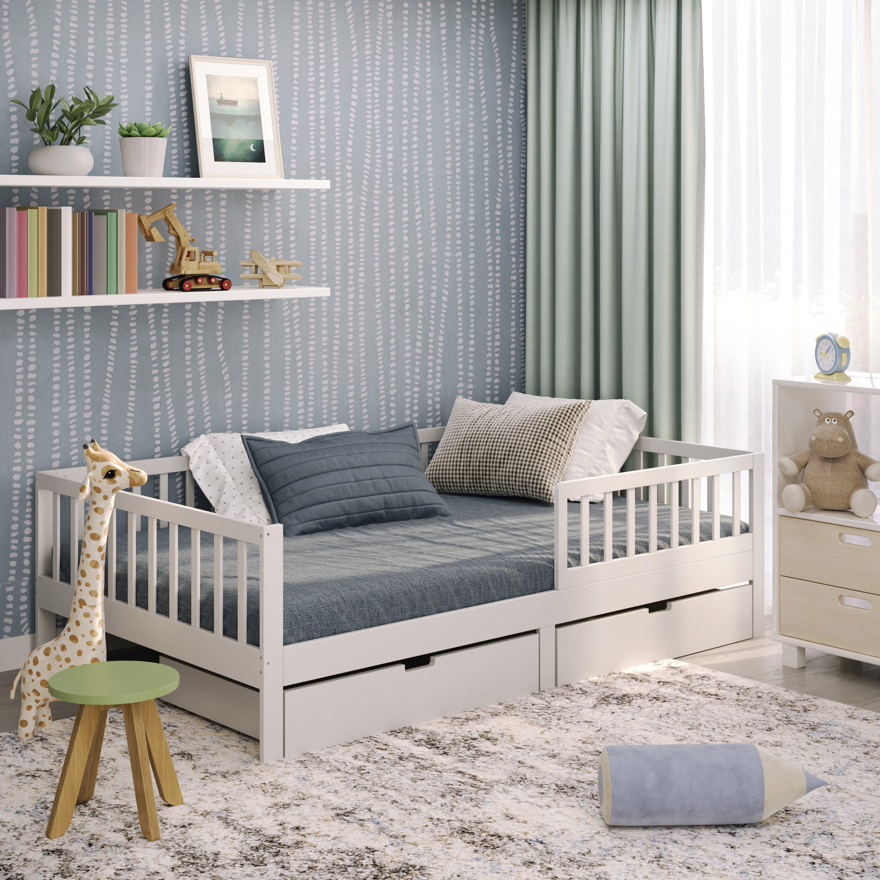 CADANI Kinderbett Nik - abnehmbarer Rausfallschutz - bis 200 kg belastbar ( günstig online kaufen