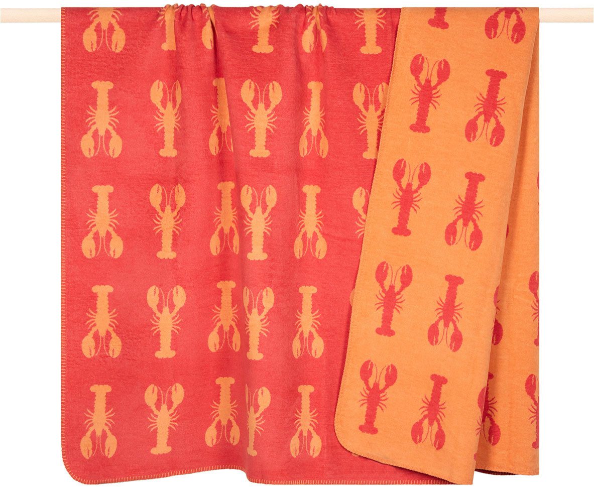 Wohndecke Lobster, PAD, Made in Europe, Wendefunktion, gestreift, Motiv Hummer, 150x200 cm