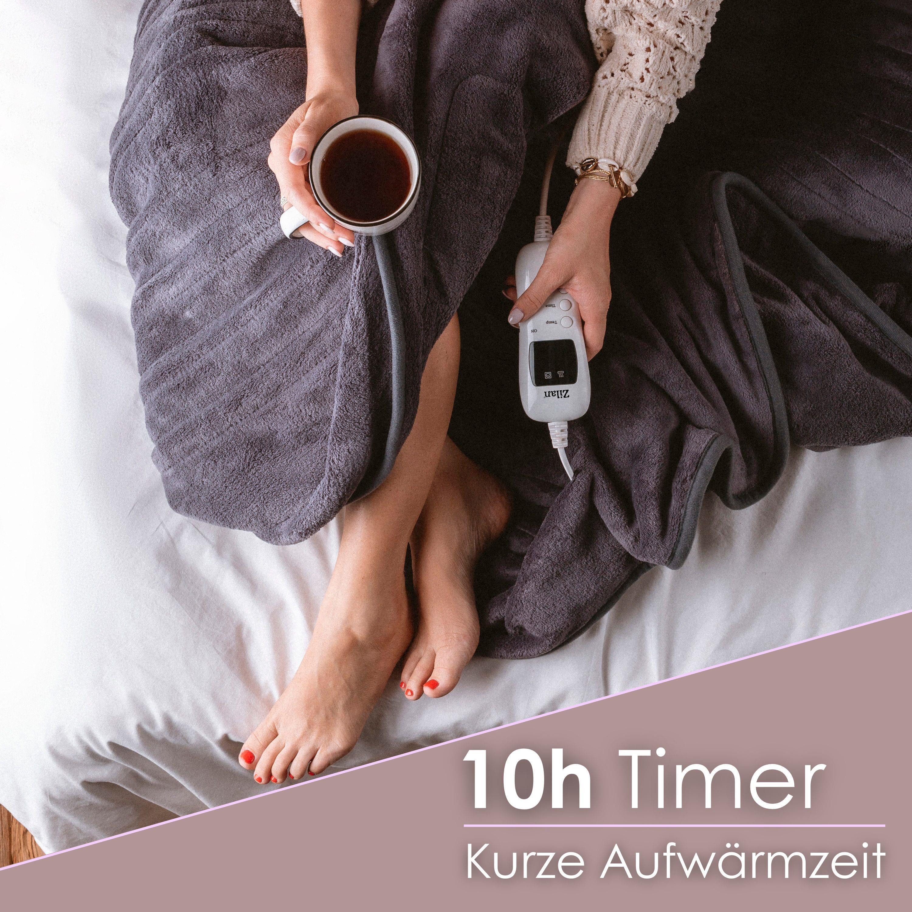 Zilan Heizdecke ZLN-0096, 10h Timer,9 Temperaturstufen,Überhitzungsschutz