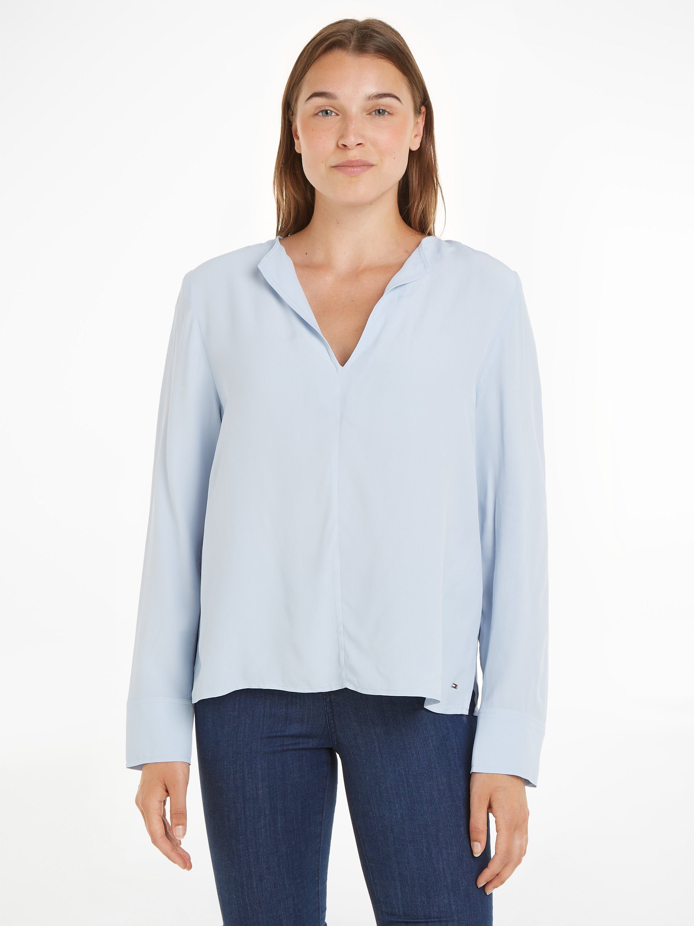 Tommy Hilfiger Langarmbluse VISCOSE CREPE V-NECK günstig online kaufen