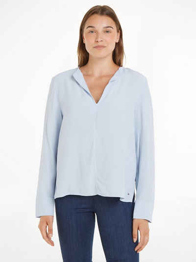 Tommy Hilfiger Langarmbluse VISCOSE CREPE V-NECK BLOUSE in Unifarbe