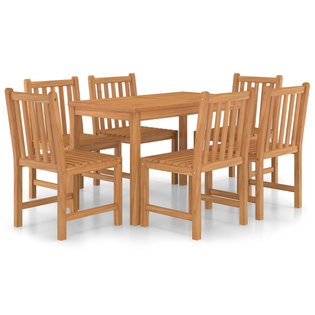 vidaXL Gartenlounge-Set 7-teiliges Garten-Ess-Set 120 x 70 cm Massivholz, (6-tlg)